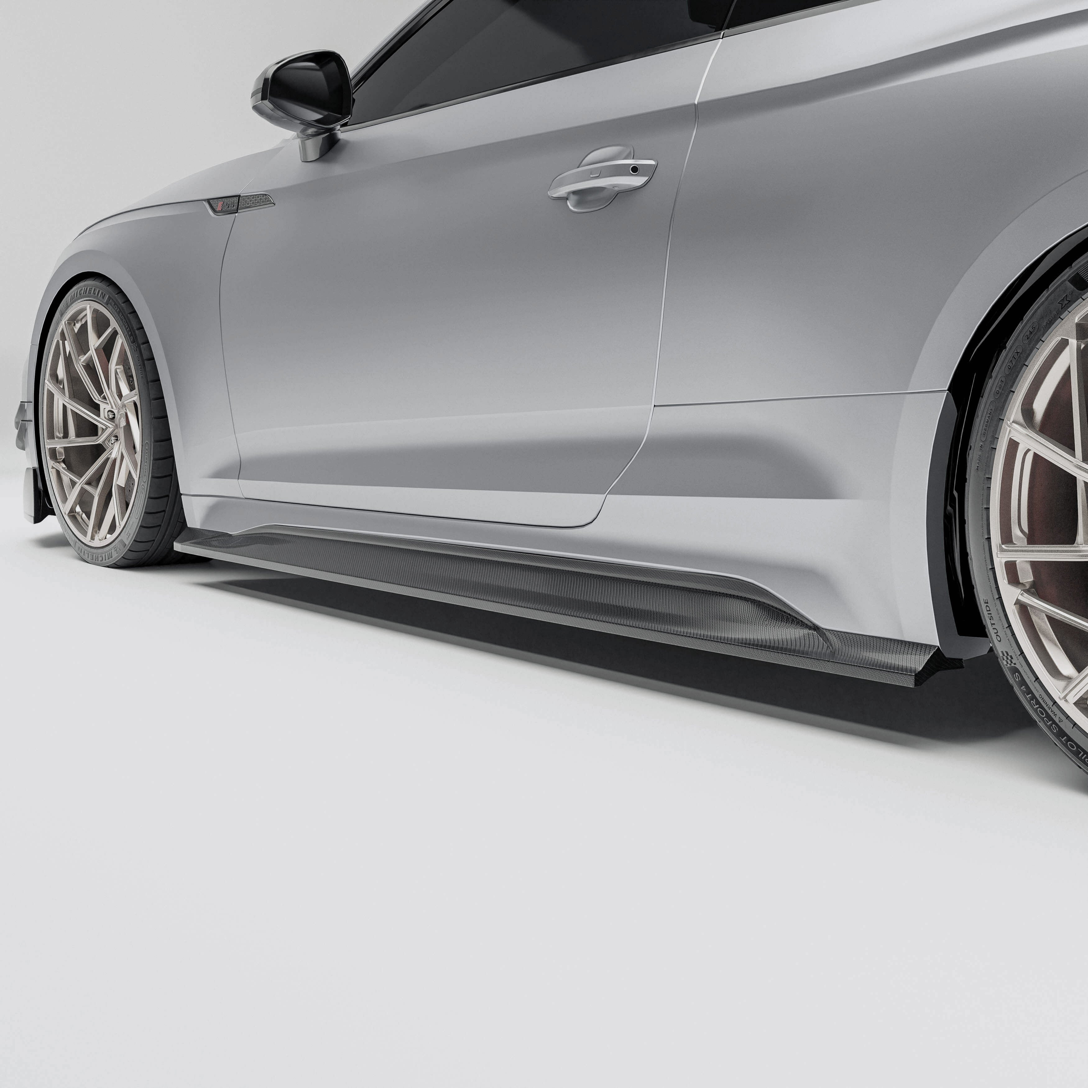 RevoZport Carbon Fiber Side Skirts Compatible With Audi RS5 B9.5 Coupe