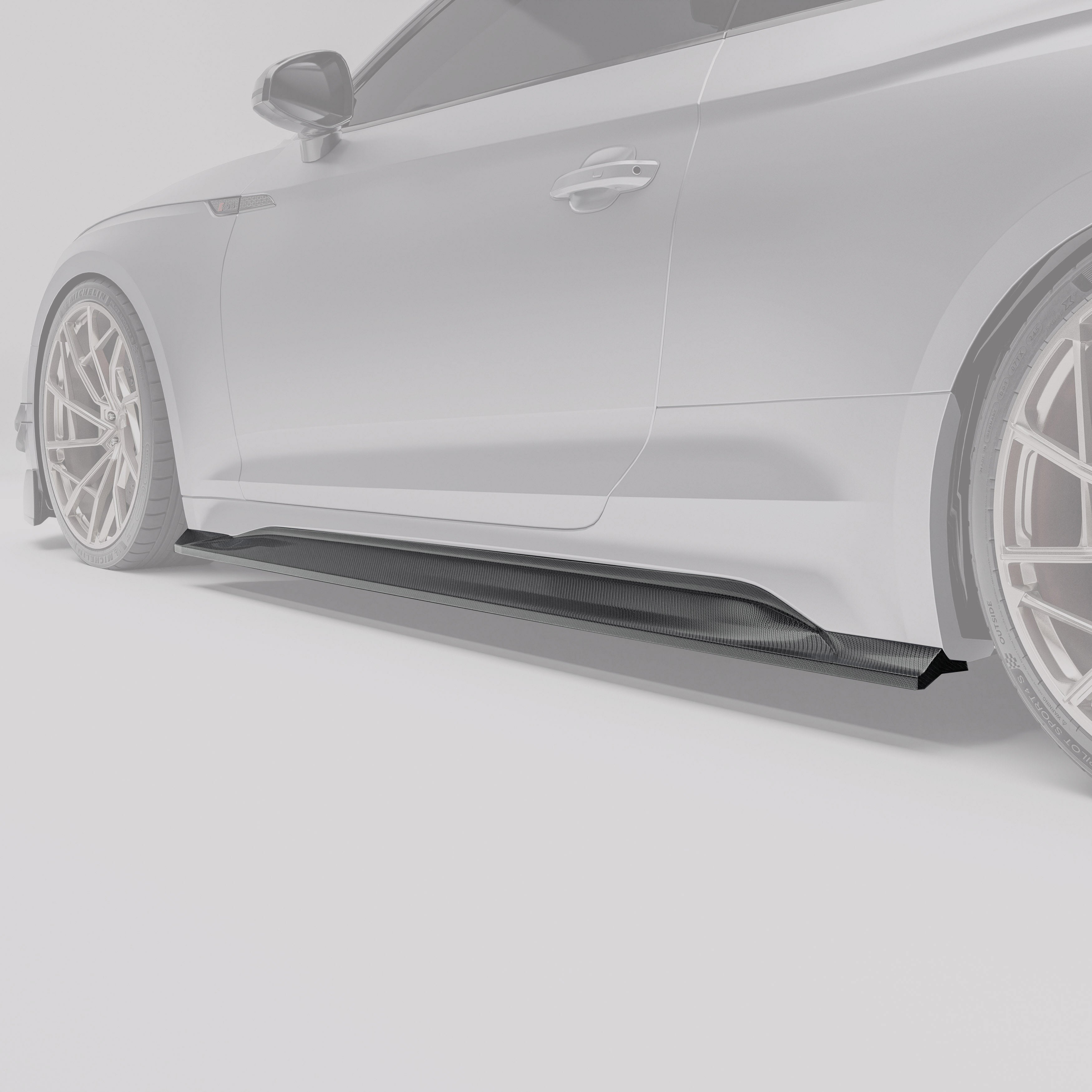 RevoZport Carbon Fiber Side Skirts Compatible With Audi RS5 B9.5 Coupe