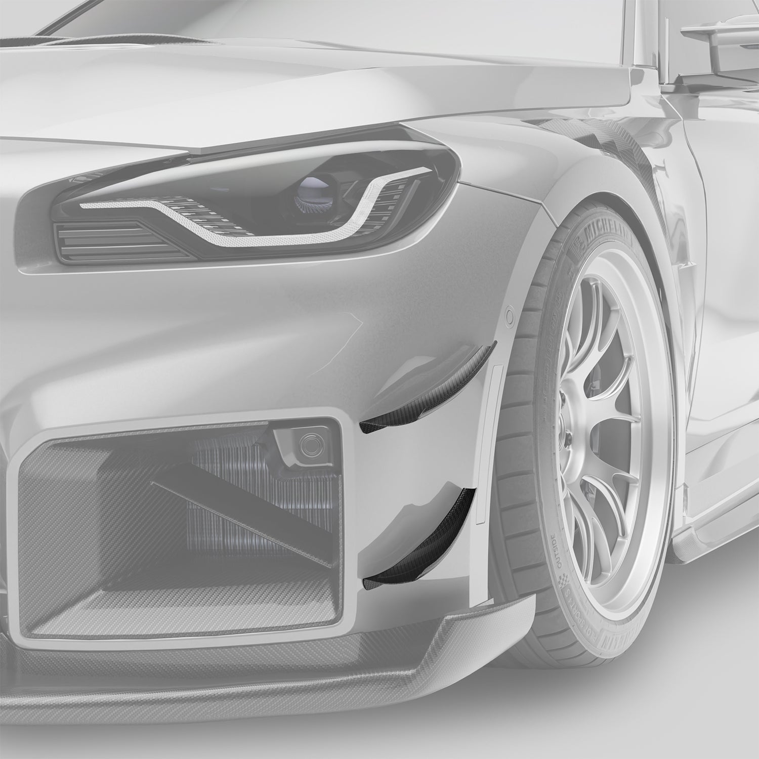 RevoZport Carbon Fiber Aero Front Bumper Canards Compatible With BMW M2 G87