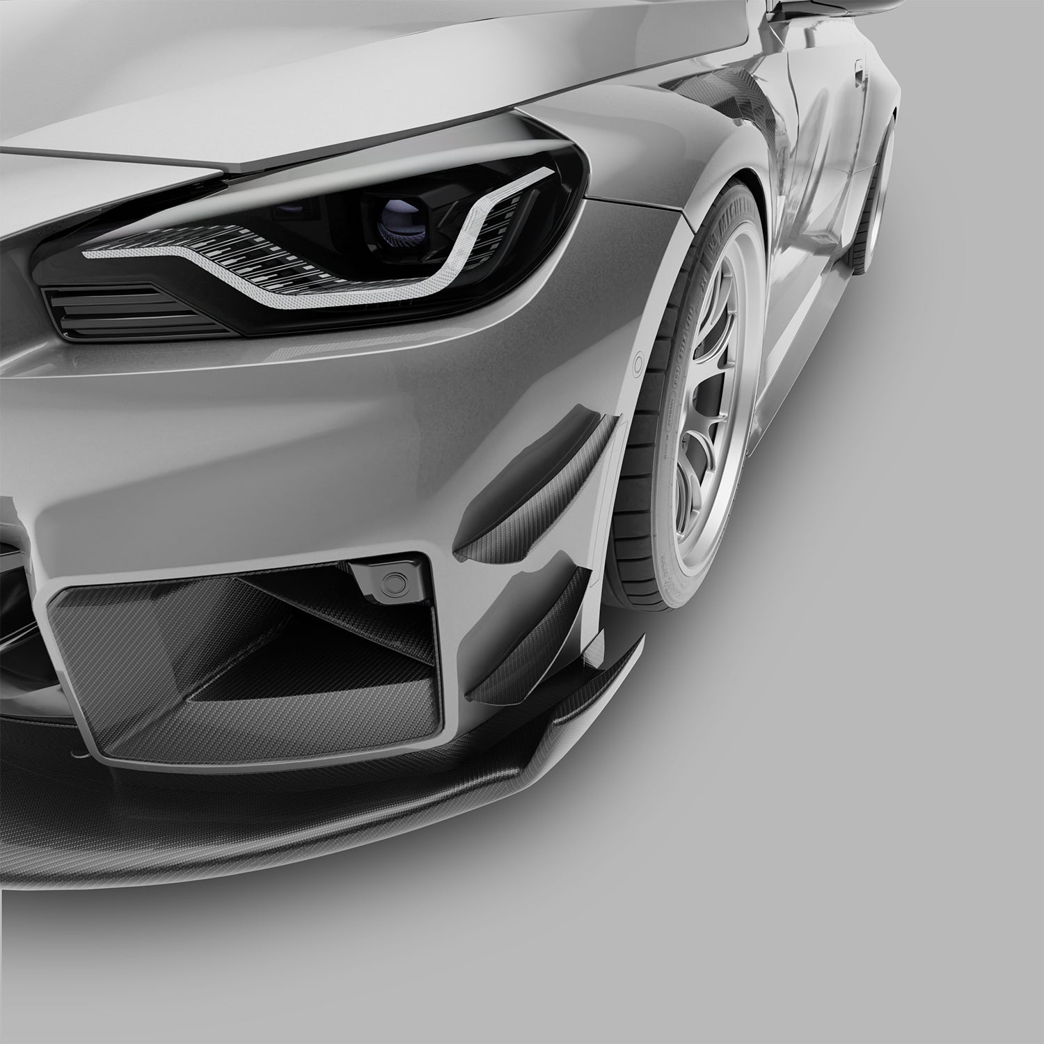 RevoZport Carbon Fiber Aero Front Bumper Canards Compatible With BMW M2 G87