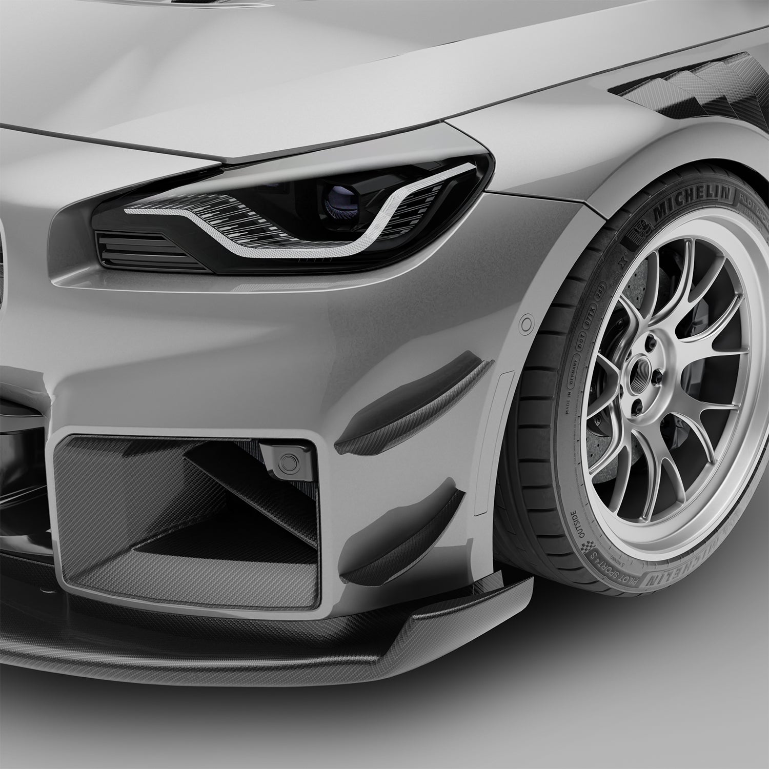 RevoZport Carbon Fiber Aero Front Bumper Canards Compatible With BMW M2 G87