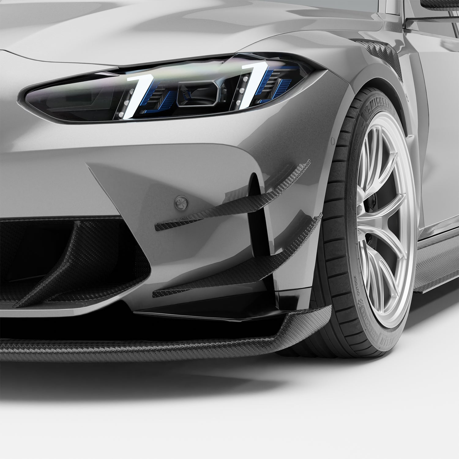 RevoZport Carbon Fiber Aero Front Bumper Canards Compatible With BMW M3 G80