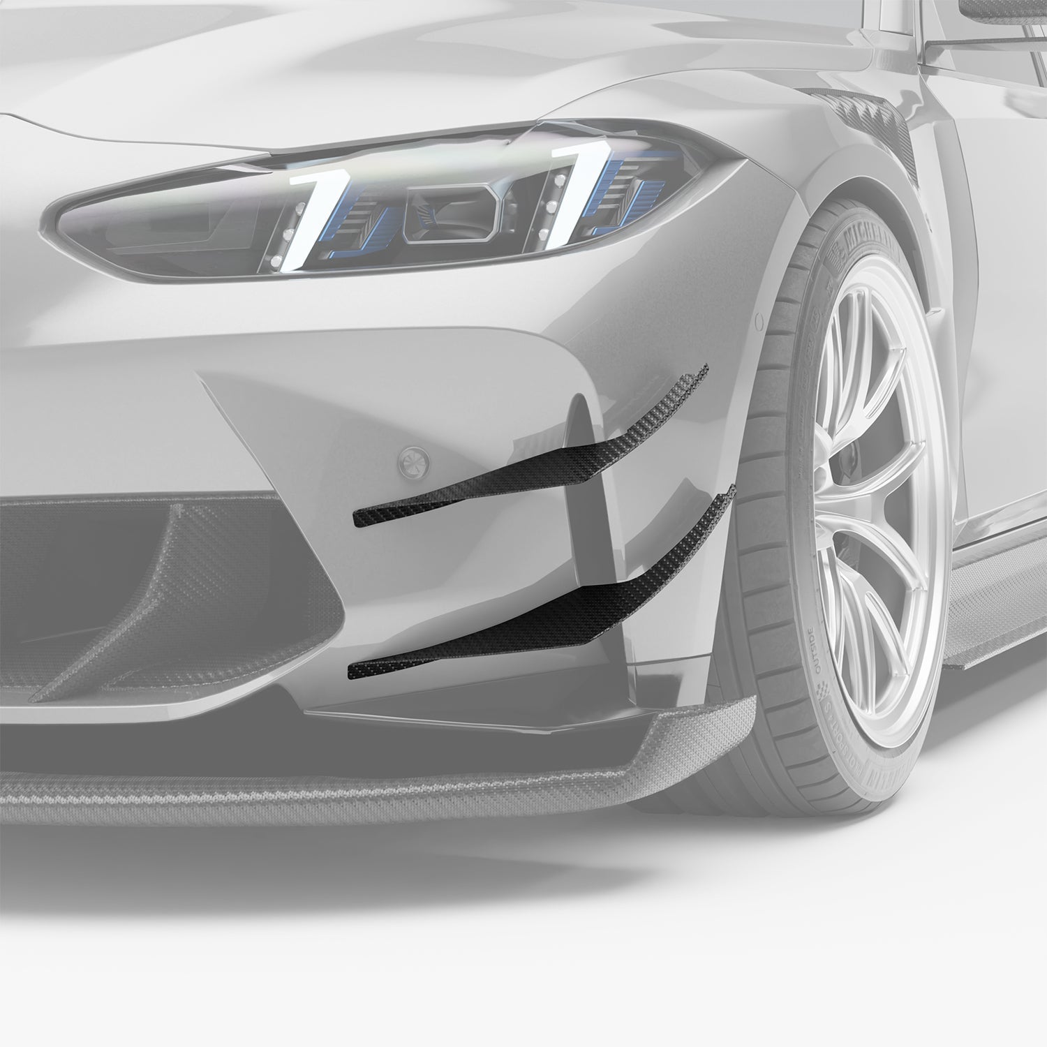 RevoZport Carbon Fiber Aero Front Bumper Canards Compatible With BMW M3 G80