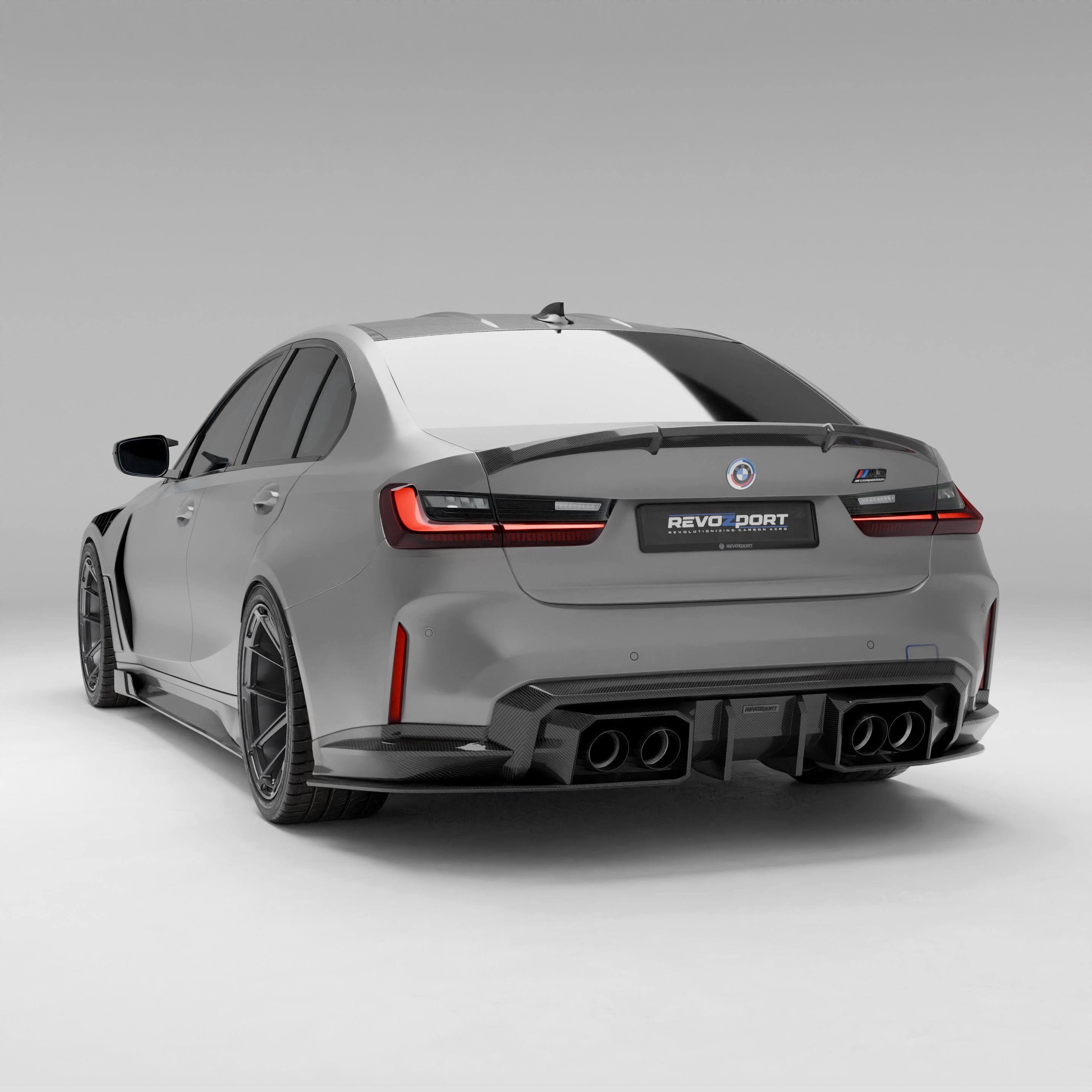 RevoZport Carbon Fiber Rear Diffuser Compatible With BMW M3 G80