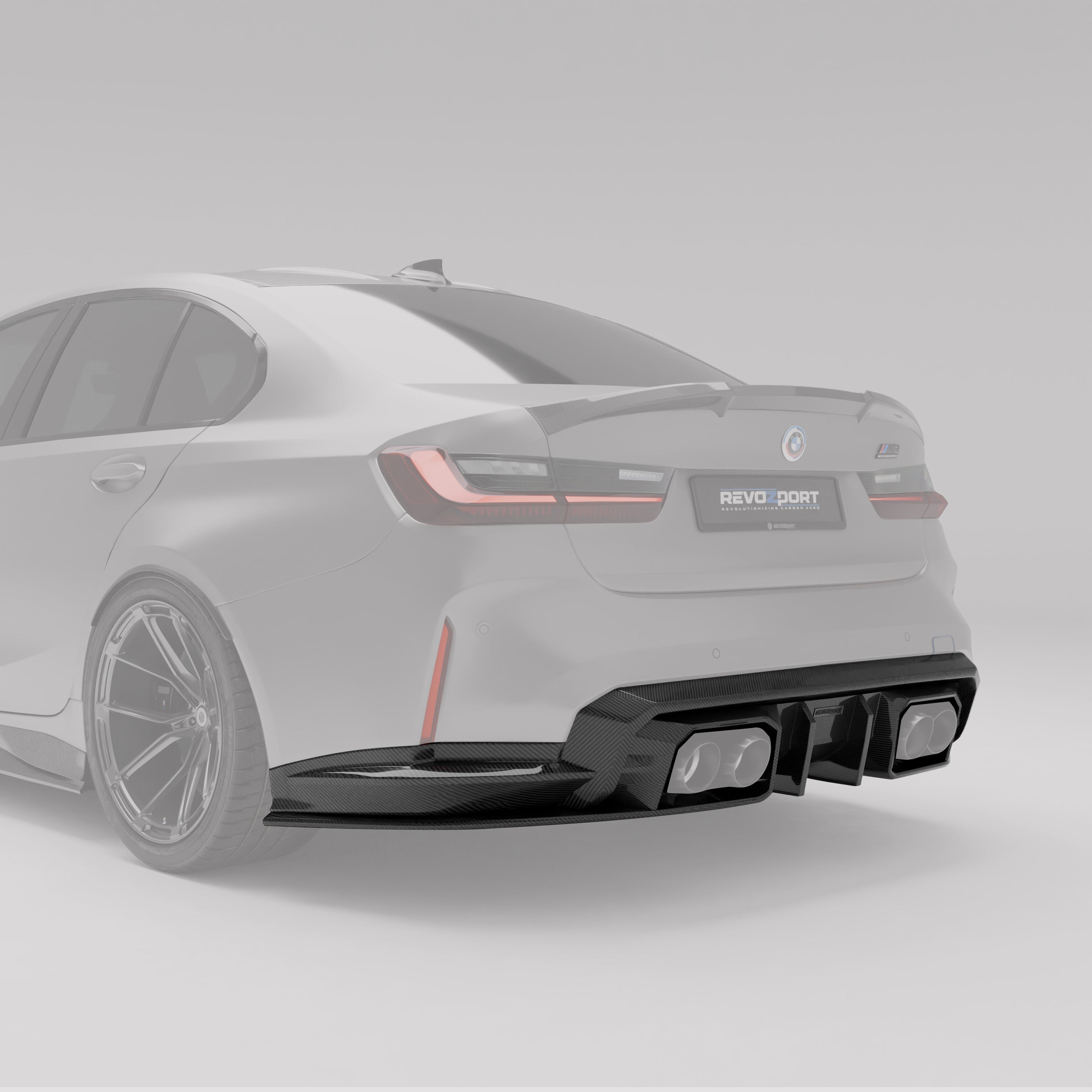 RevoZport Carbon Fiber Rear Diffuser Compatible With BMW M3 G80