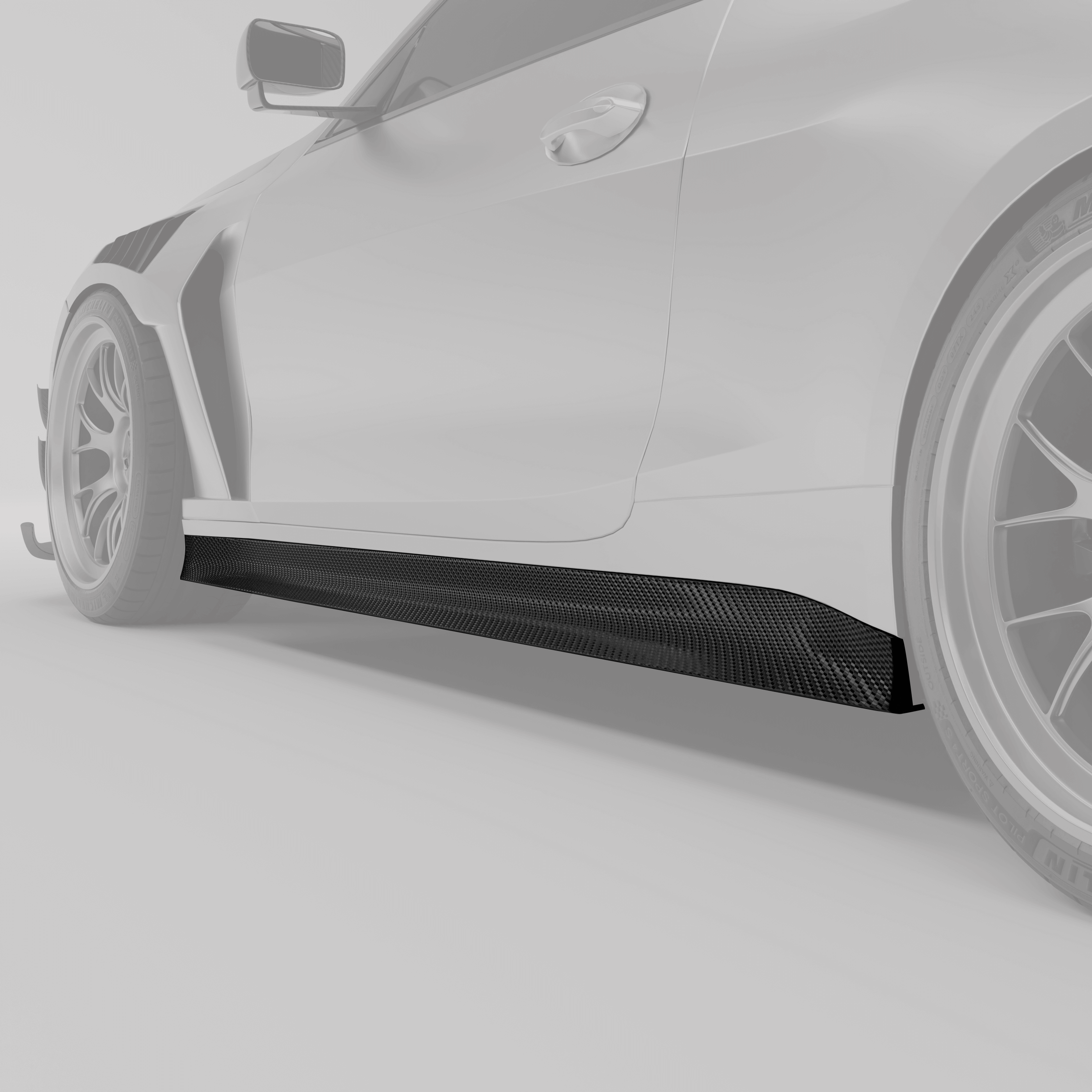 RevoZport Carbon Fiber Race Side Skirts Compatible With BMW M4 G82