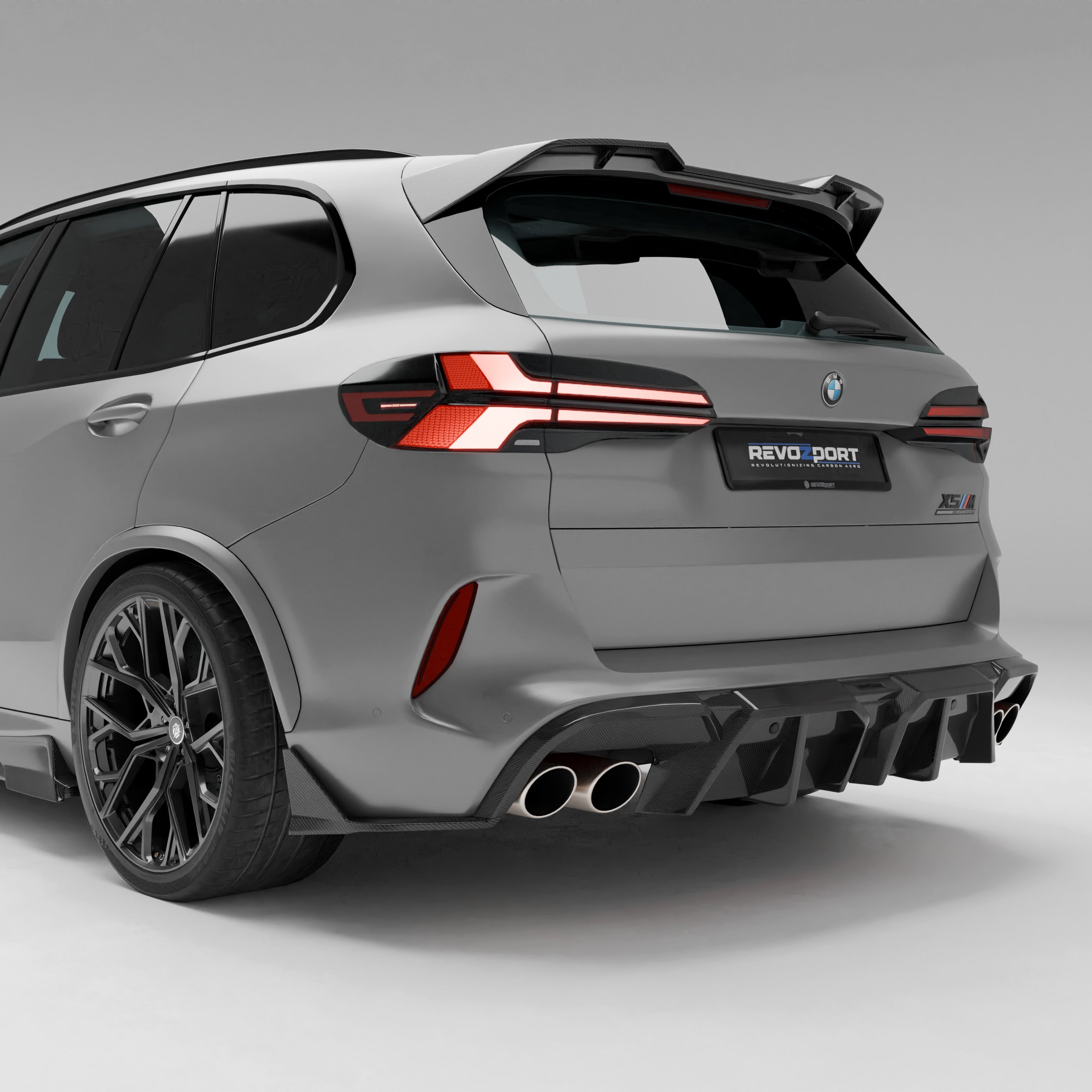 RevoZport Carbon Fiber Rear Diffuser Compatible With BMW X5M F95 LCI