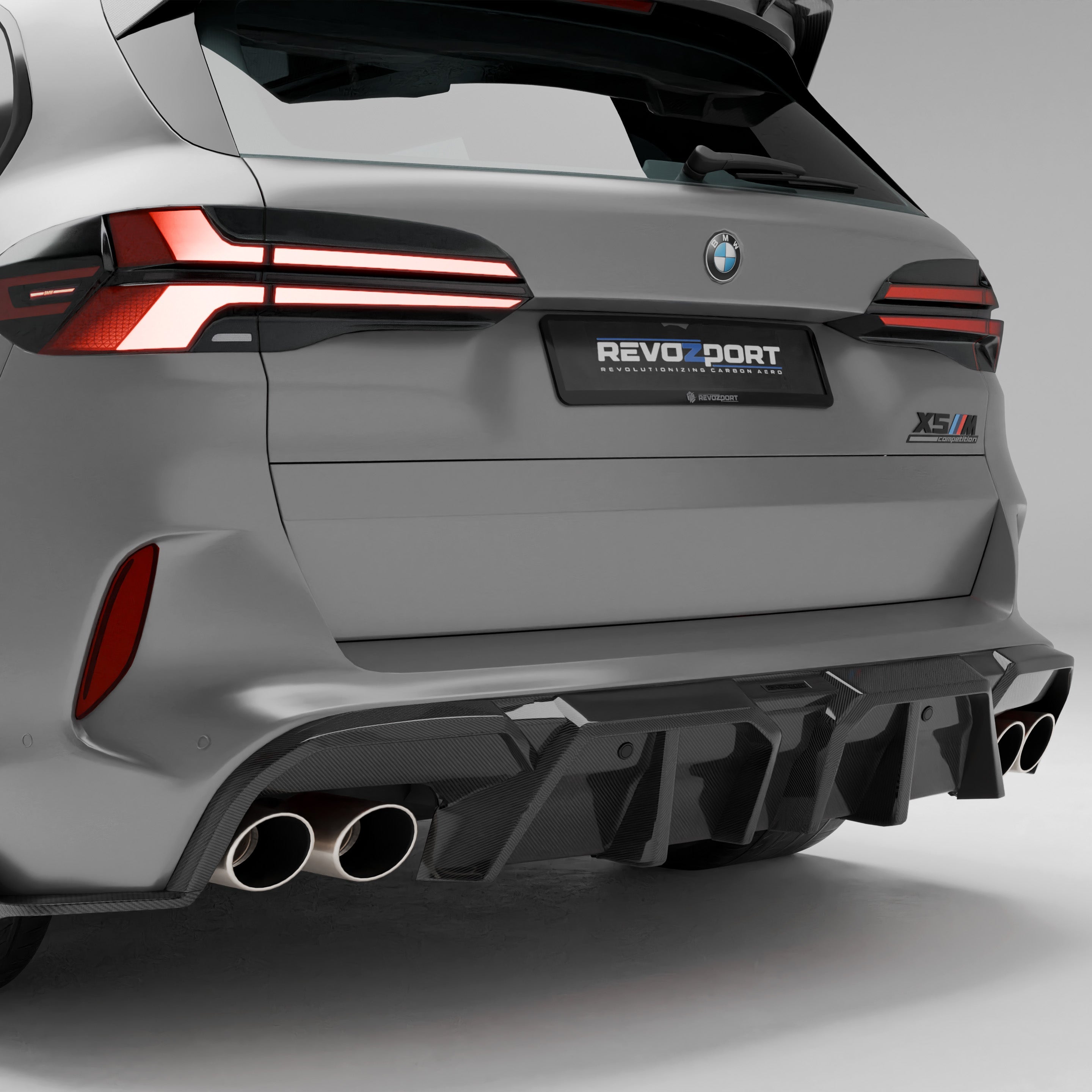 RevoZport Carbon Fiber Rear Diffuser Compatible With BMW X5M F95 LCI