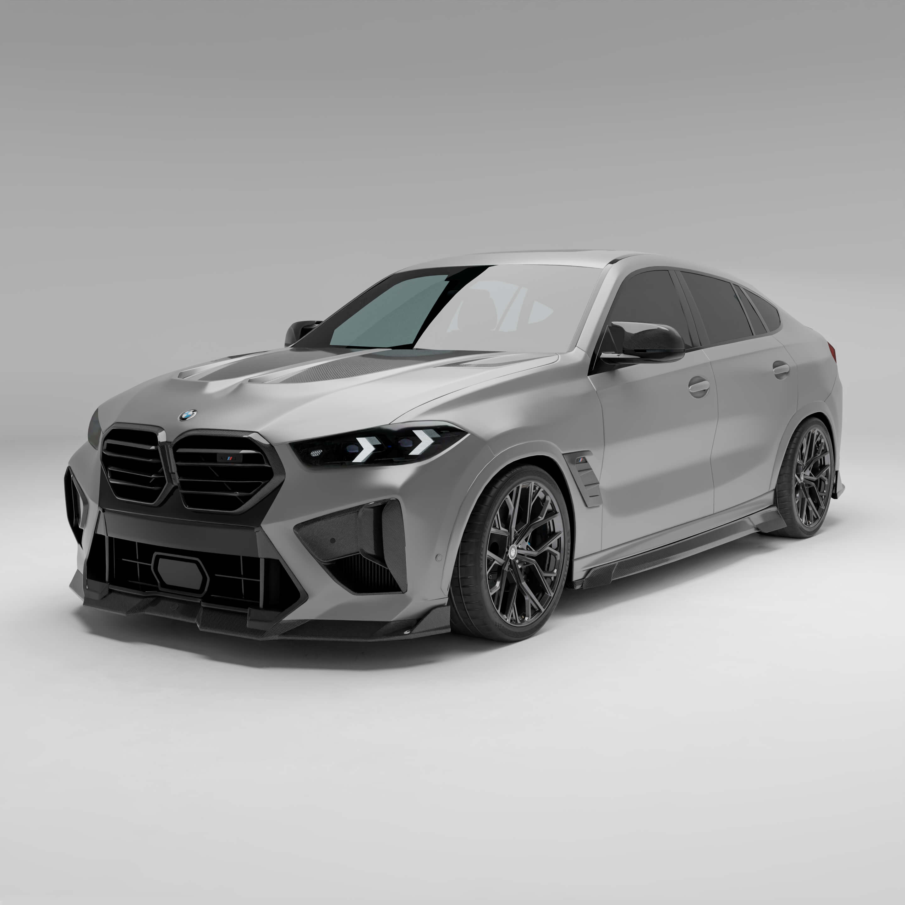 RevoZport Carbon Fiber Front Lip Compatible With BMW X6M F96 LCI