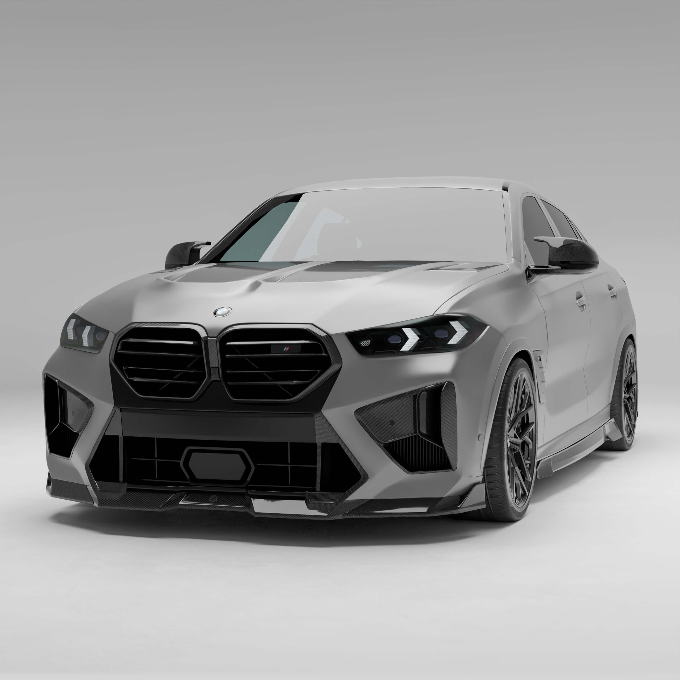 RevoZport Carbon Fiber Front Lip Compatible With BMW X6M F96 LCI