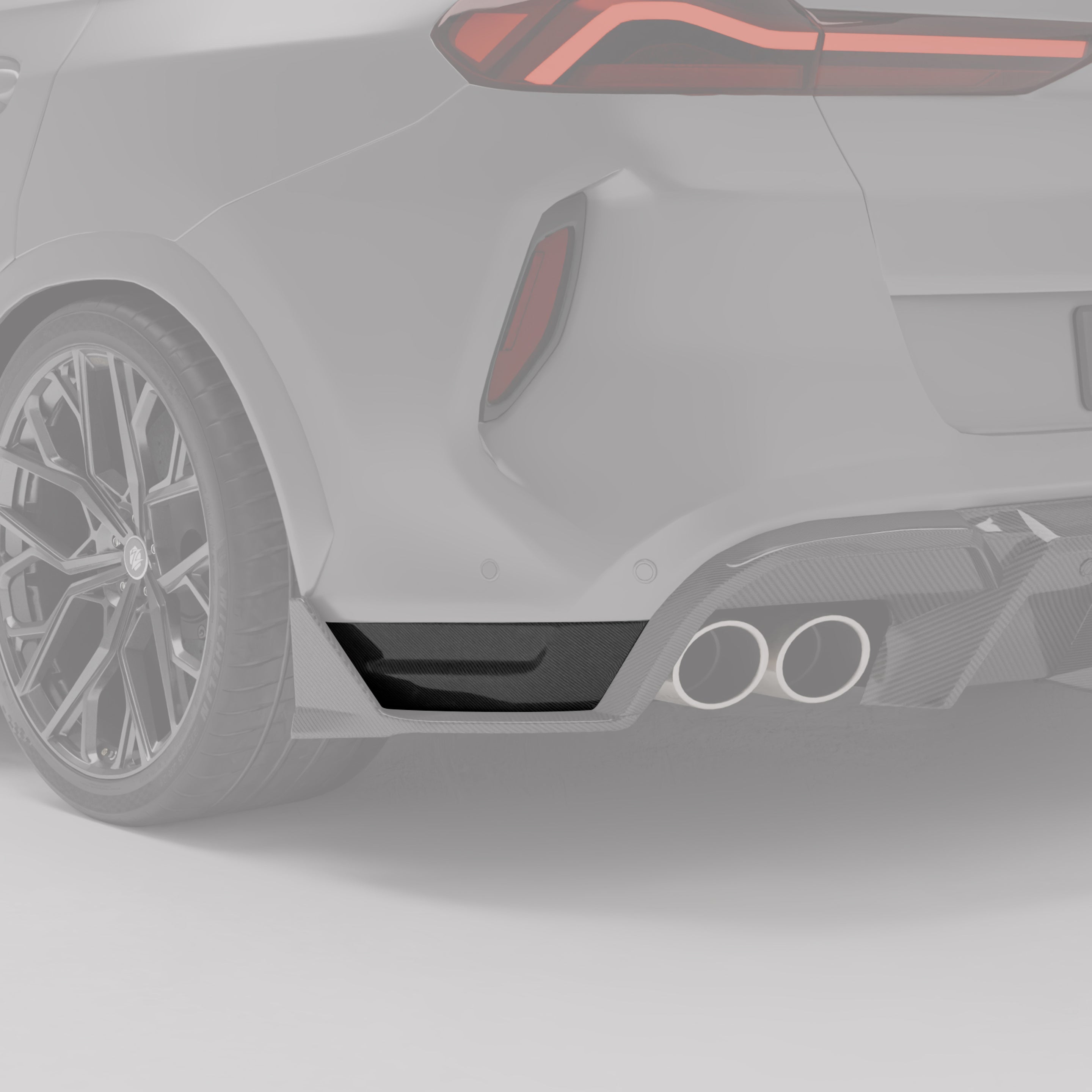 RevoZport Carbon Fiber Rear Bumper Splitter Compatible With BMW X6M F96 LCI
