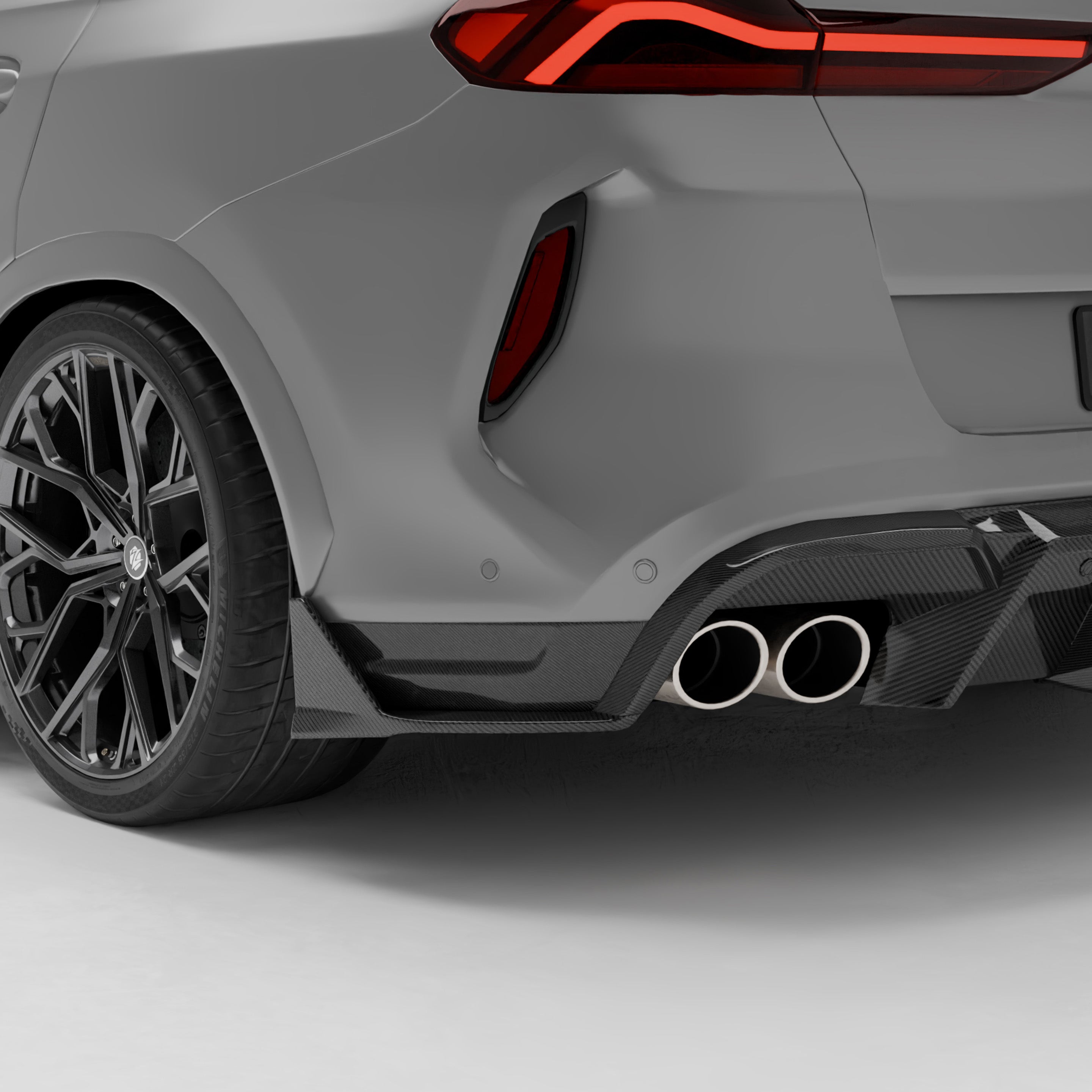 RevoZport Carbon Fiber Rear Bumper Splitter Compatible With BMW X6M F96 LCI