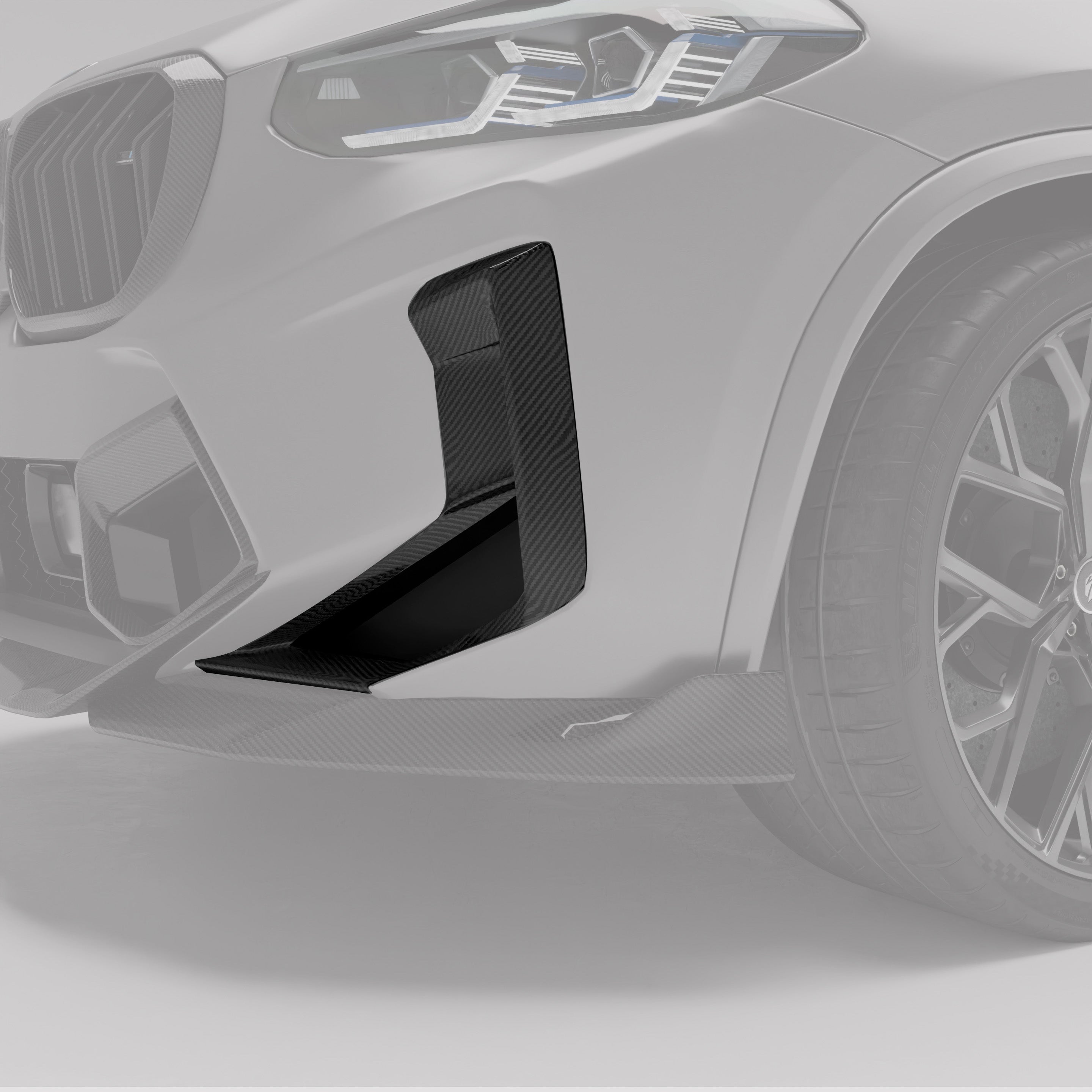 RevoZport Carbon Fiber Front Bumper Air Intake Covers Compatible With BMW X3M F97 LCI