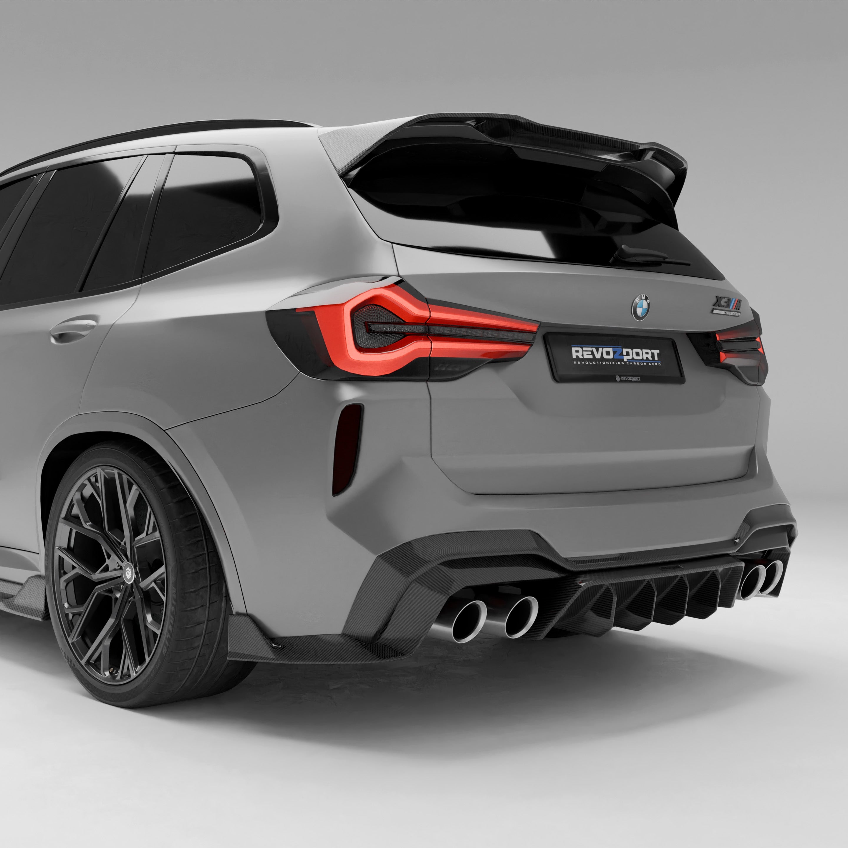 RevoZport Carbon Fiber Rear Diffuser Compatible With BMW X3M F97 LCI