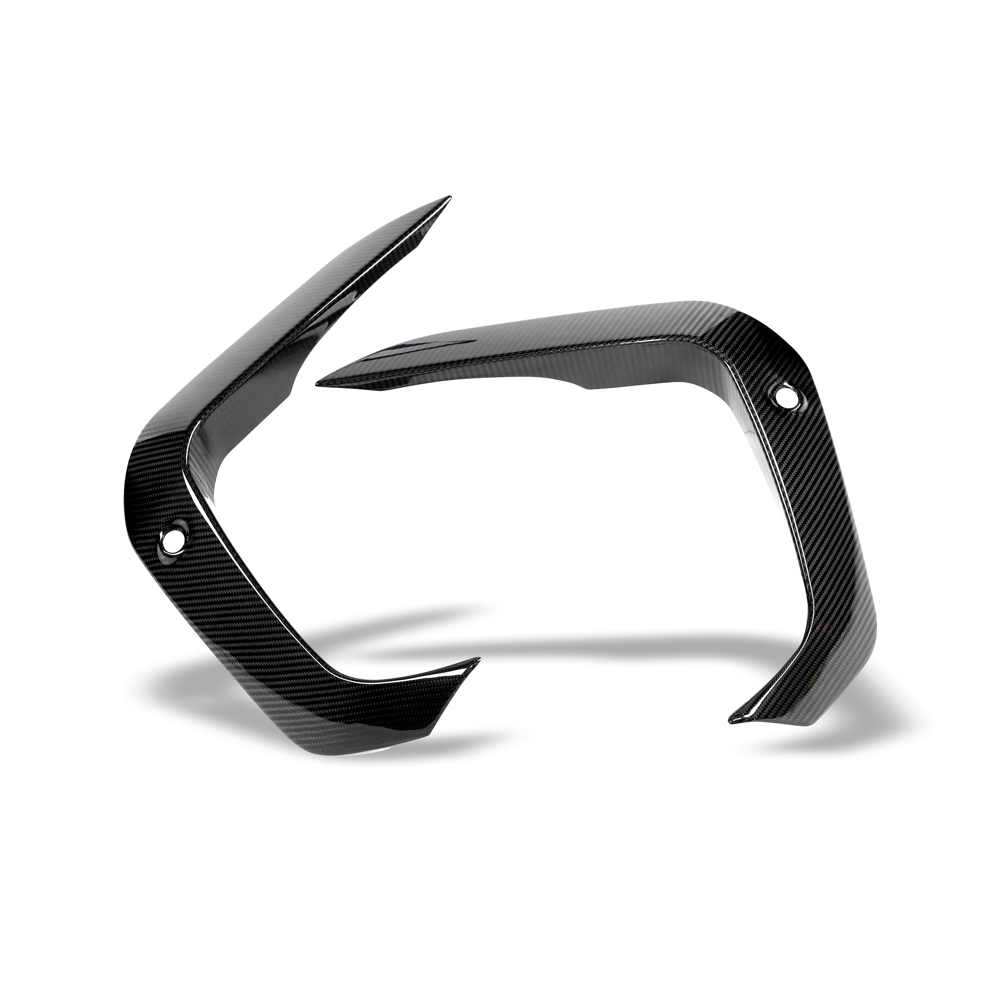 RevoZport Carbon Fiber Front Bumper Canards Compatible With BMW X6M F96 PRE LCI