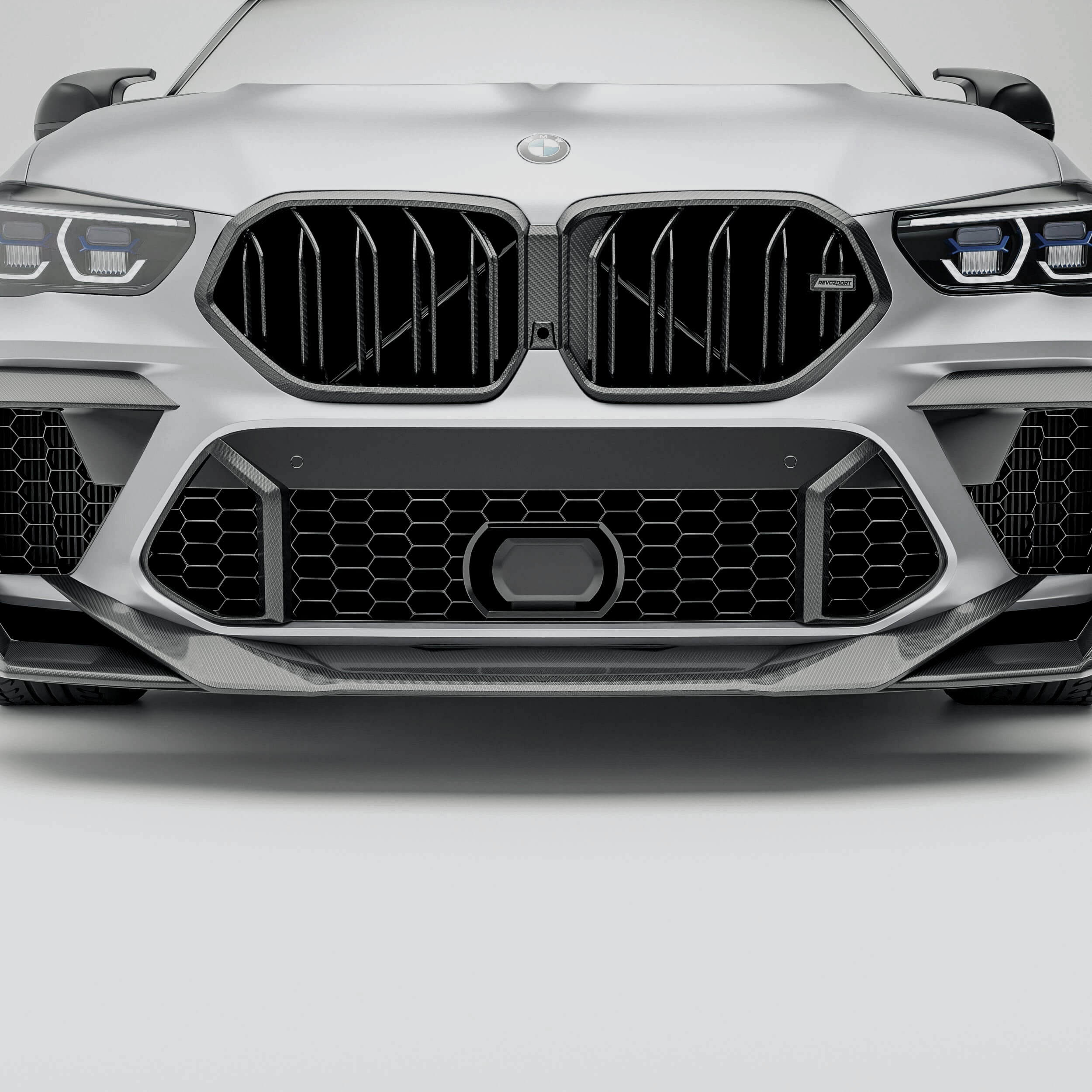 RevoZport Carbon Fiber Grille Compatible With BMW X6M F96 PRE LCI