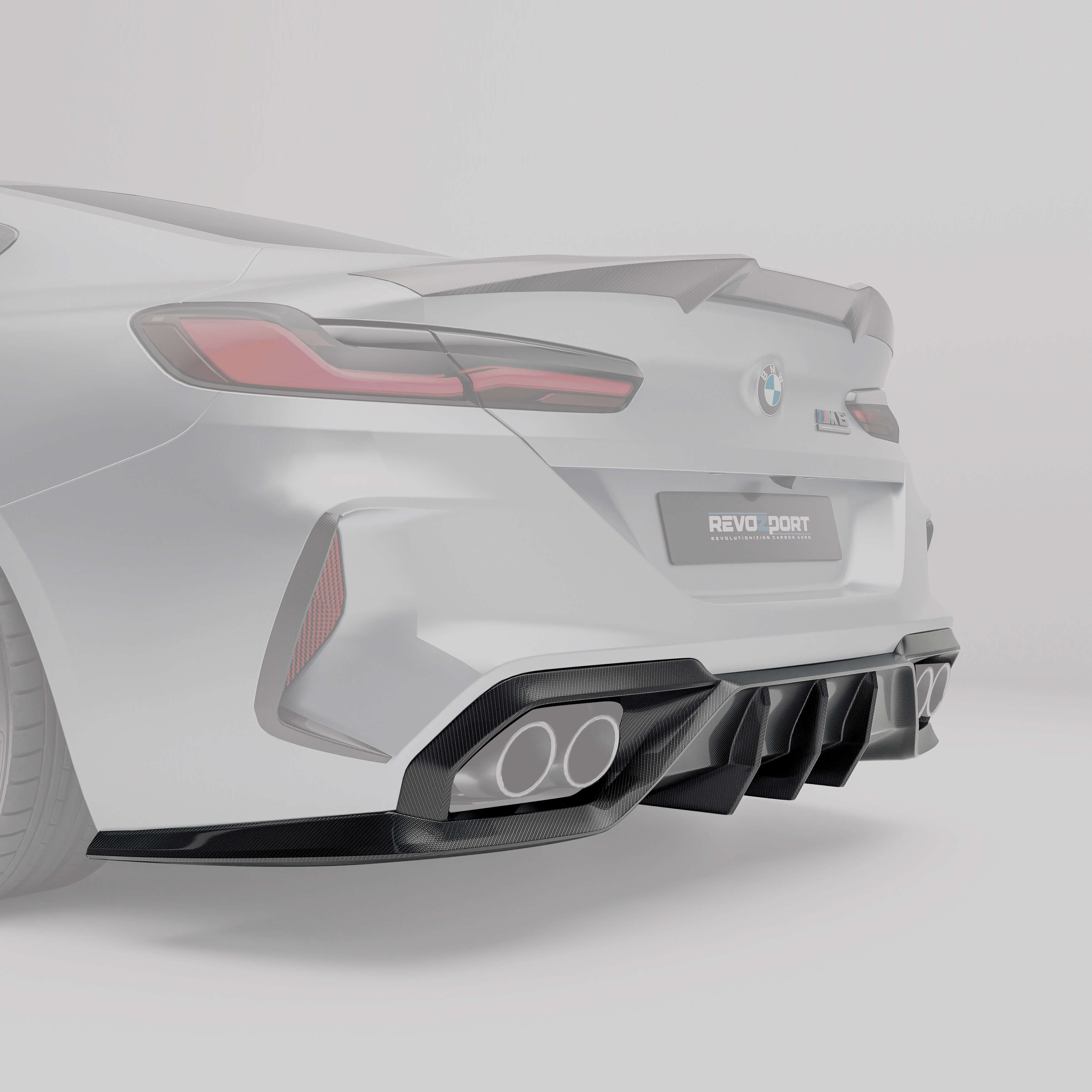 RevoZport Carbon Fiber Rear Diffuser Compatible With BMW M8 F91 F92