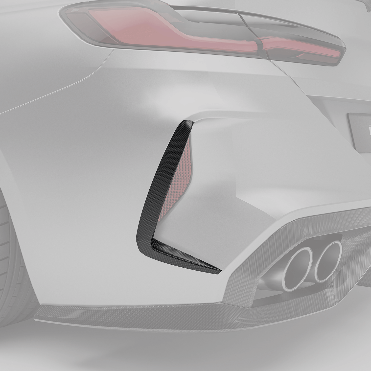 RevoZport Carbon Fiber Rear Bumper Canards Compatible With BMW M8 F93