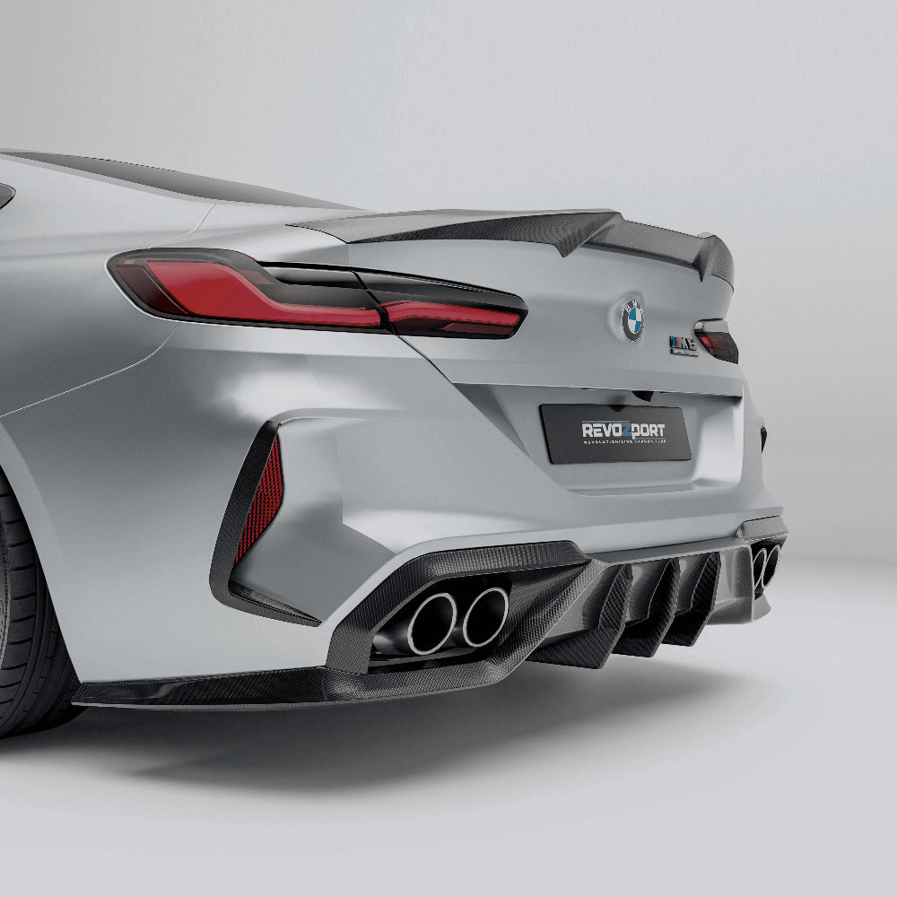RevoZport Carbon Fiber Rear Diffuser Compatible With BMW M8 F91 F92