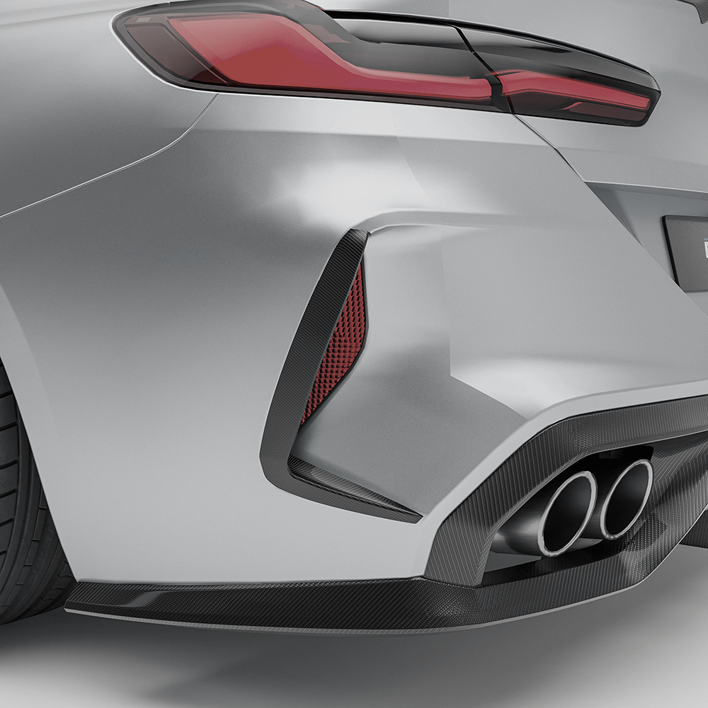 RevoZport Carbon Fiber Rear Bumper Canards Compatible With BMW M8 F93