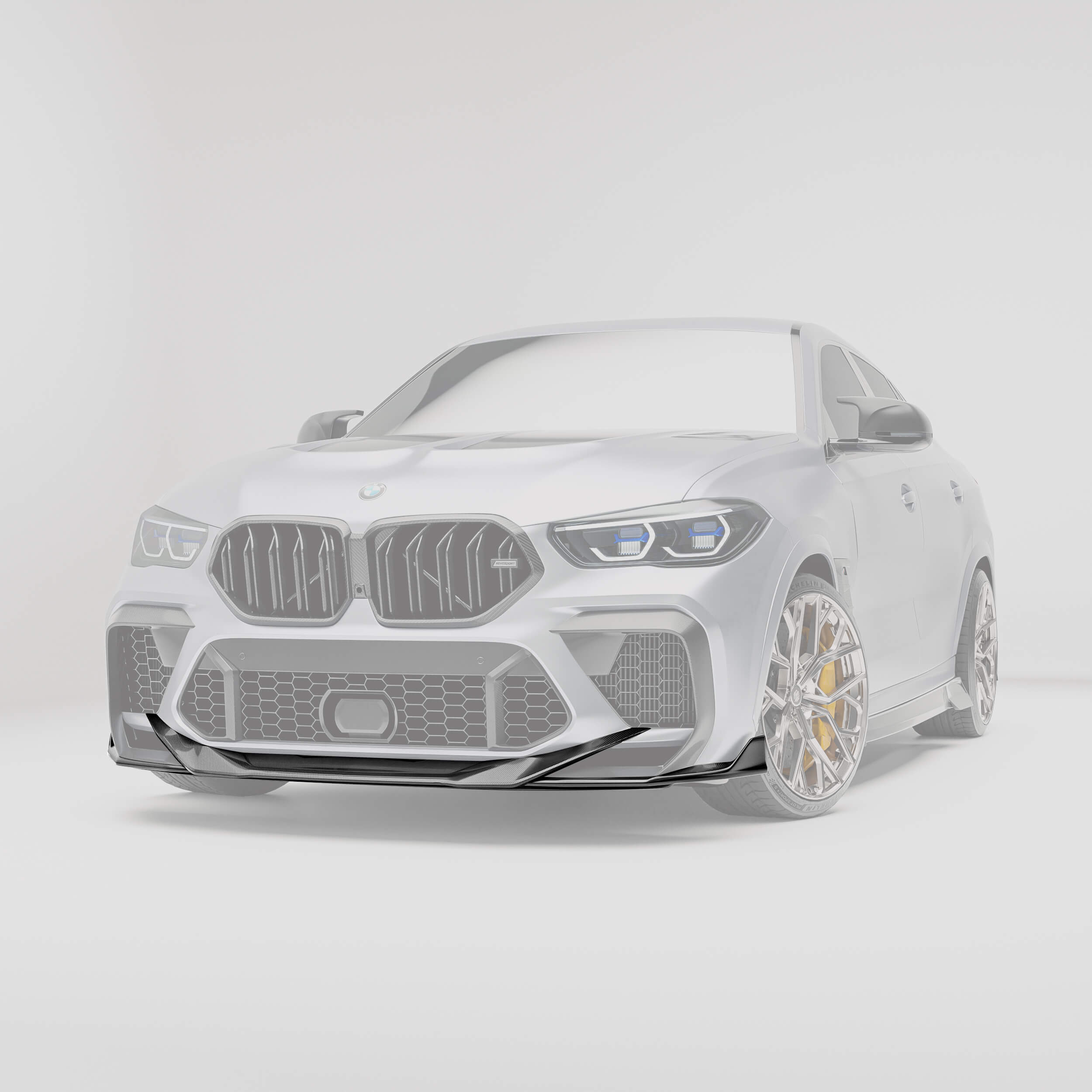 RevoZport Carbon Fiber Front Lip Compatible With BMW X6M F96 PRE LCI