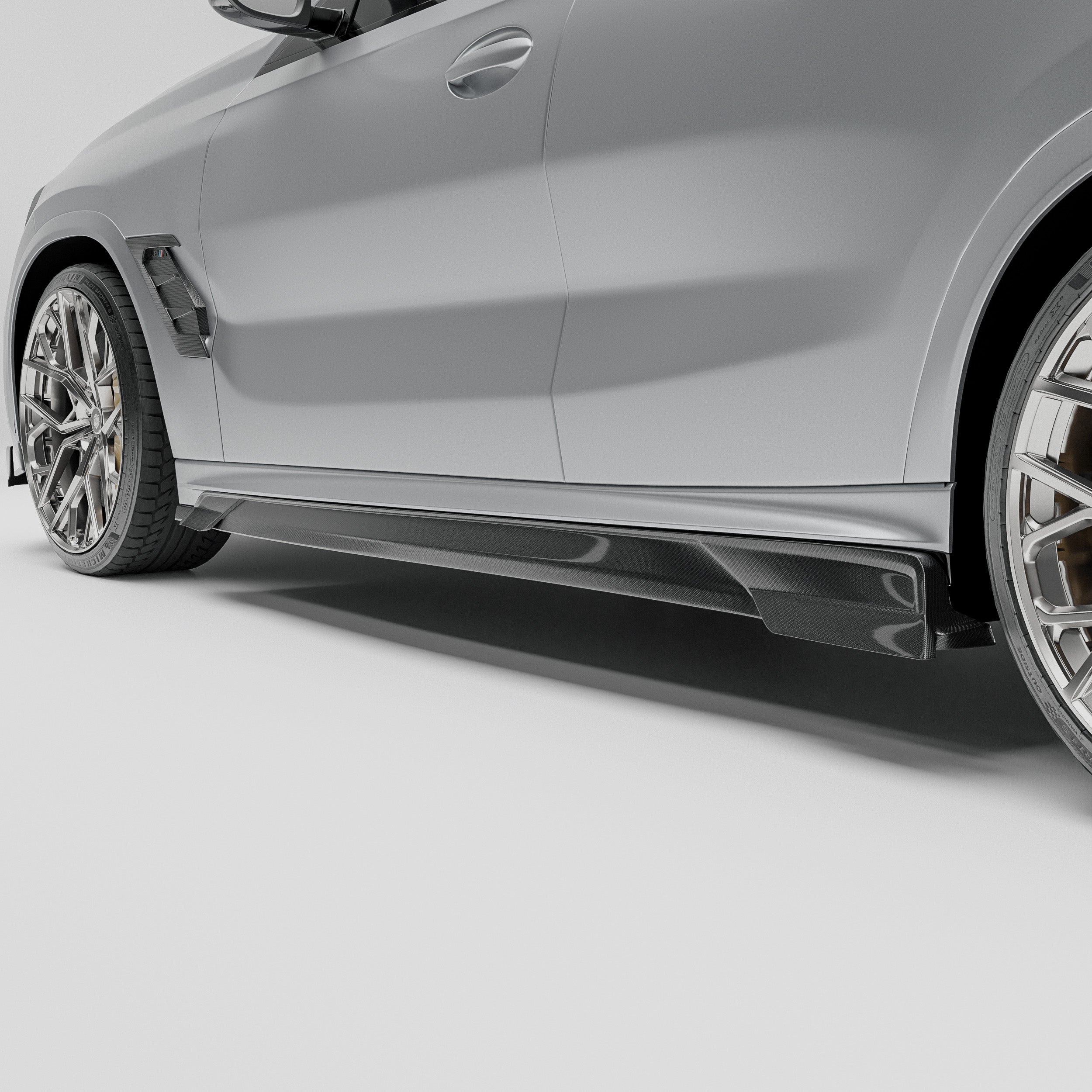 RevoZport Carbon Fiber Side Skirts Compatible With BMW X6M F96 PRE LCI