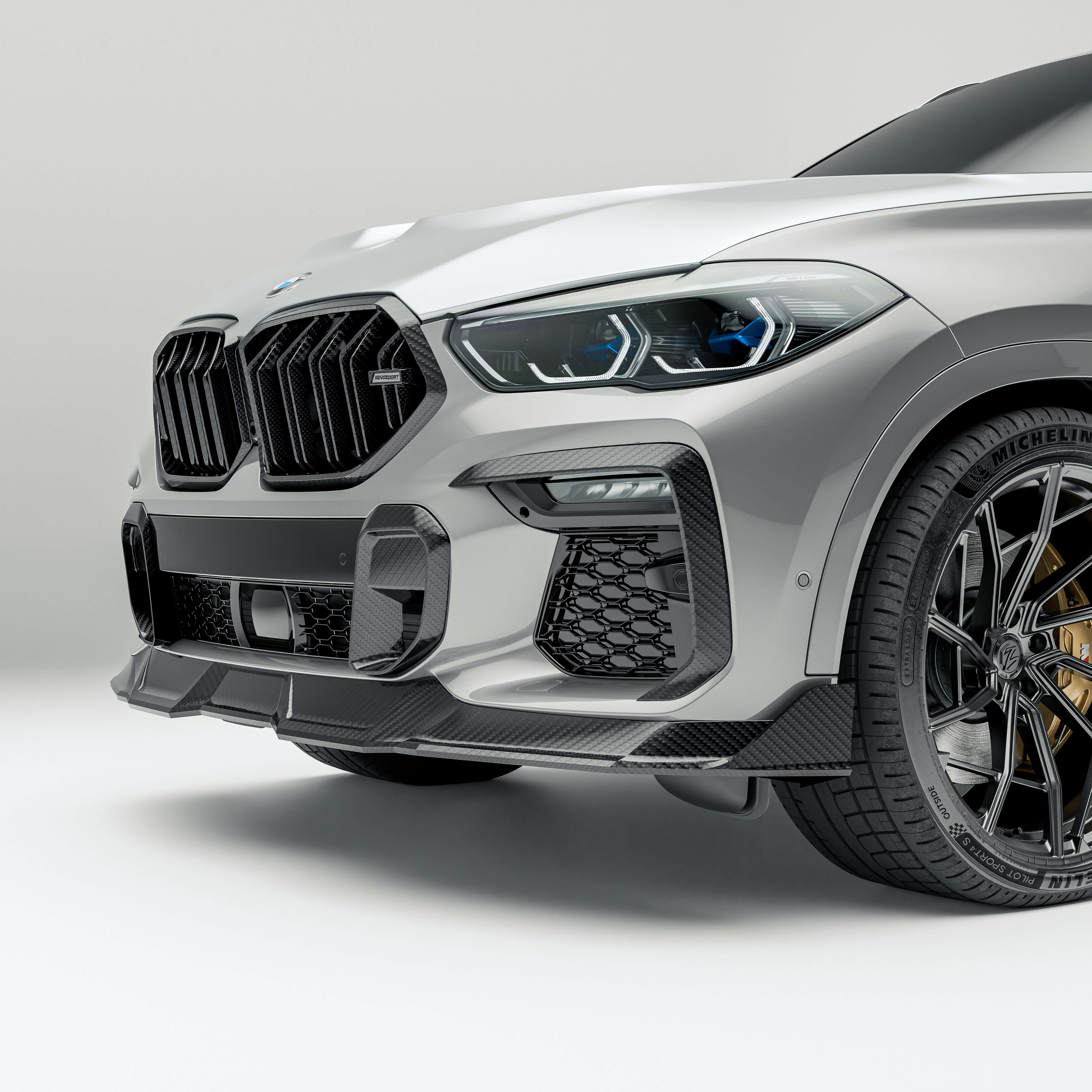 RevoZport Carbon Fiber Front Grille Compatible With BMW X6 G06 Pre-LCI