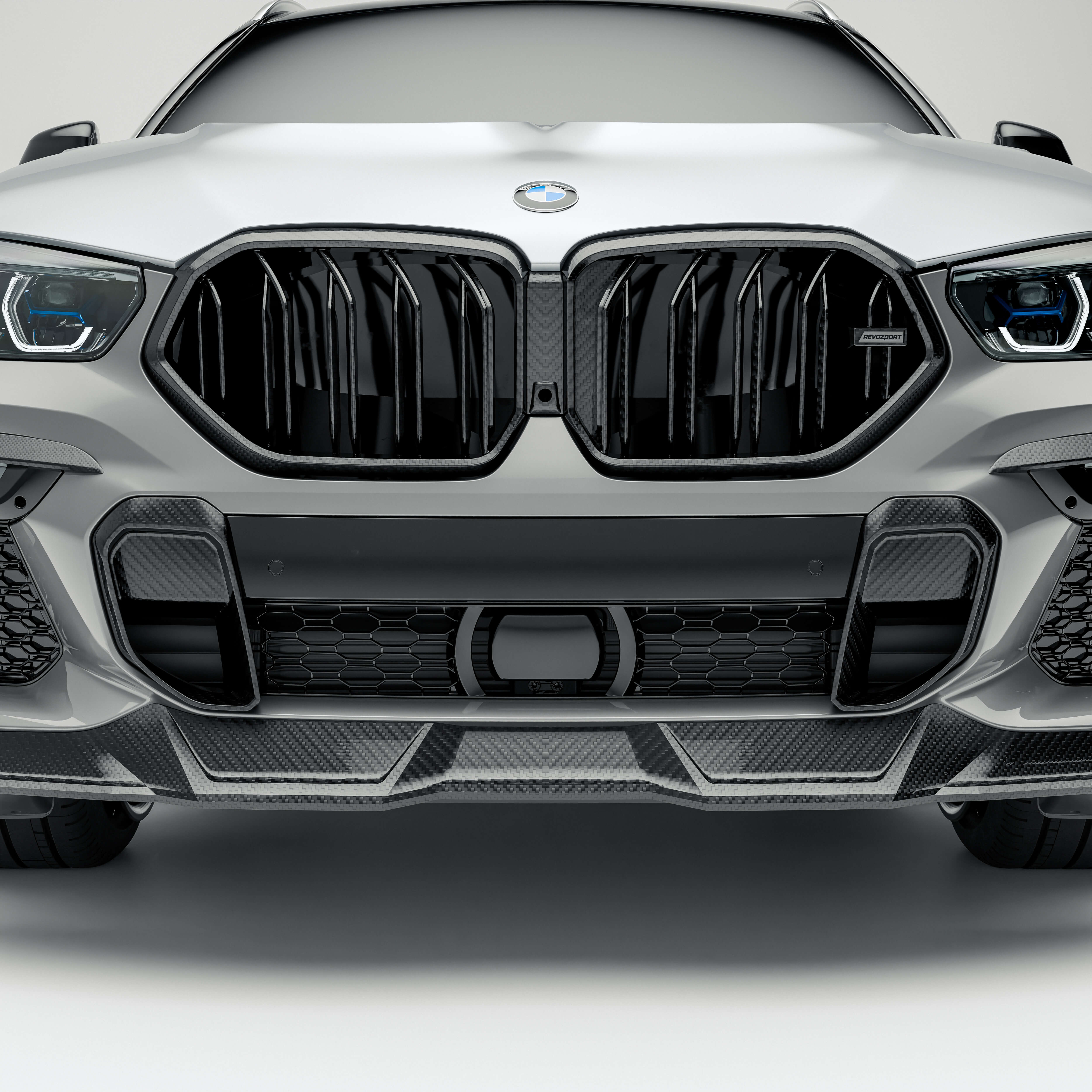 RevoZport Carbon Fiber Front Grille Compatible With BMW X6 G06 Pre-LCI