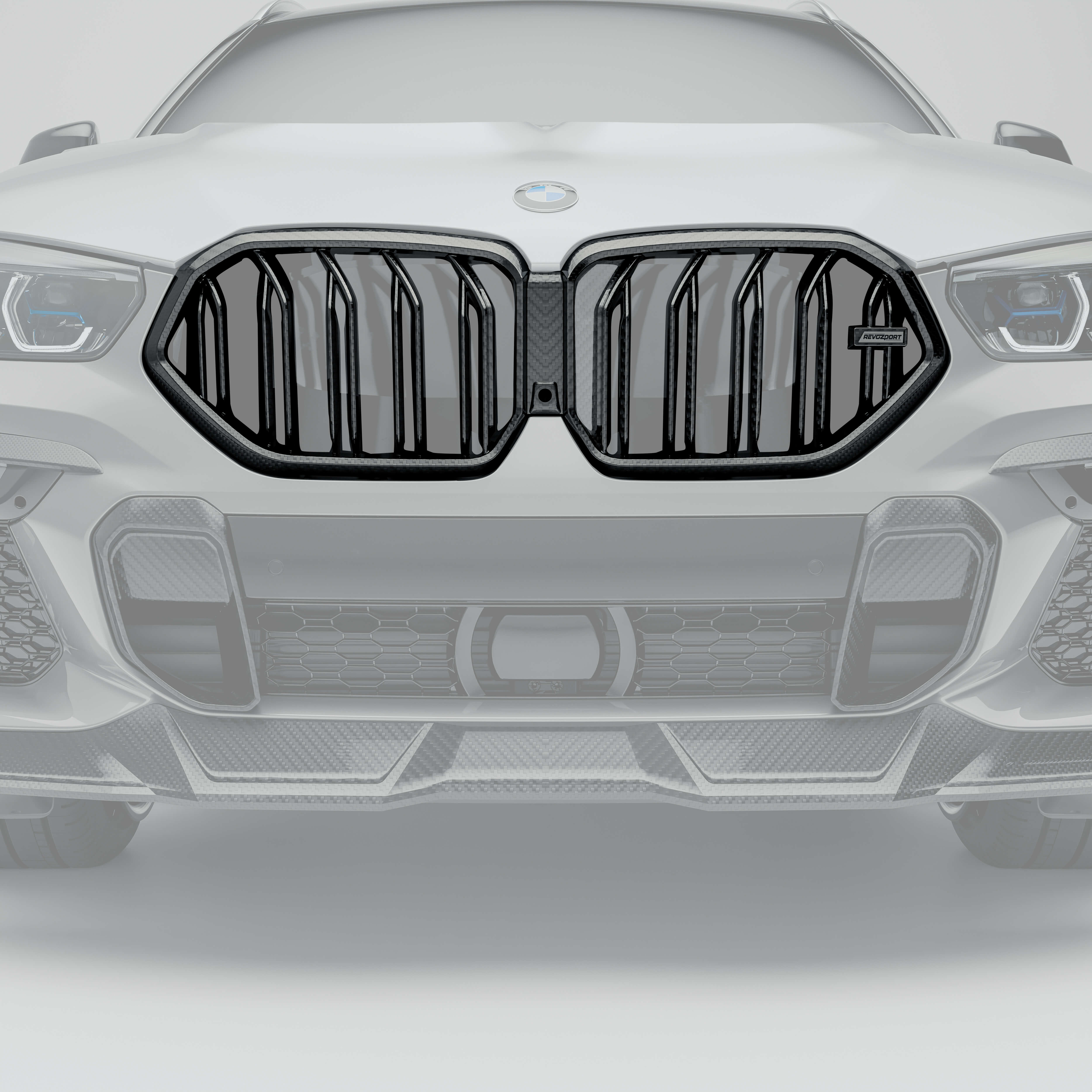 RevoZport Carbon Fiber Front Grille Compatible With BMW X6 G06 Pre-LCI