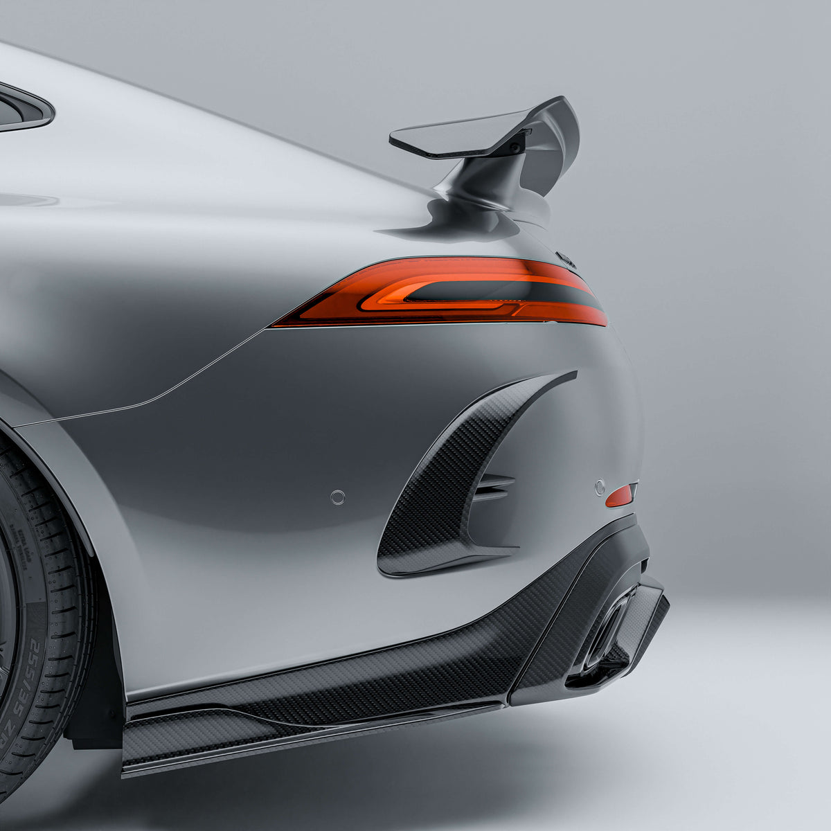 RevoZport Carbon Fiber Rear Bumper Canards Compatible With Mercedes-AMG GT 63 S X290