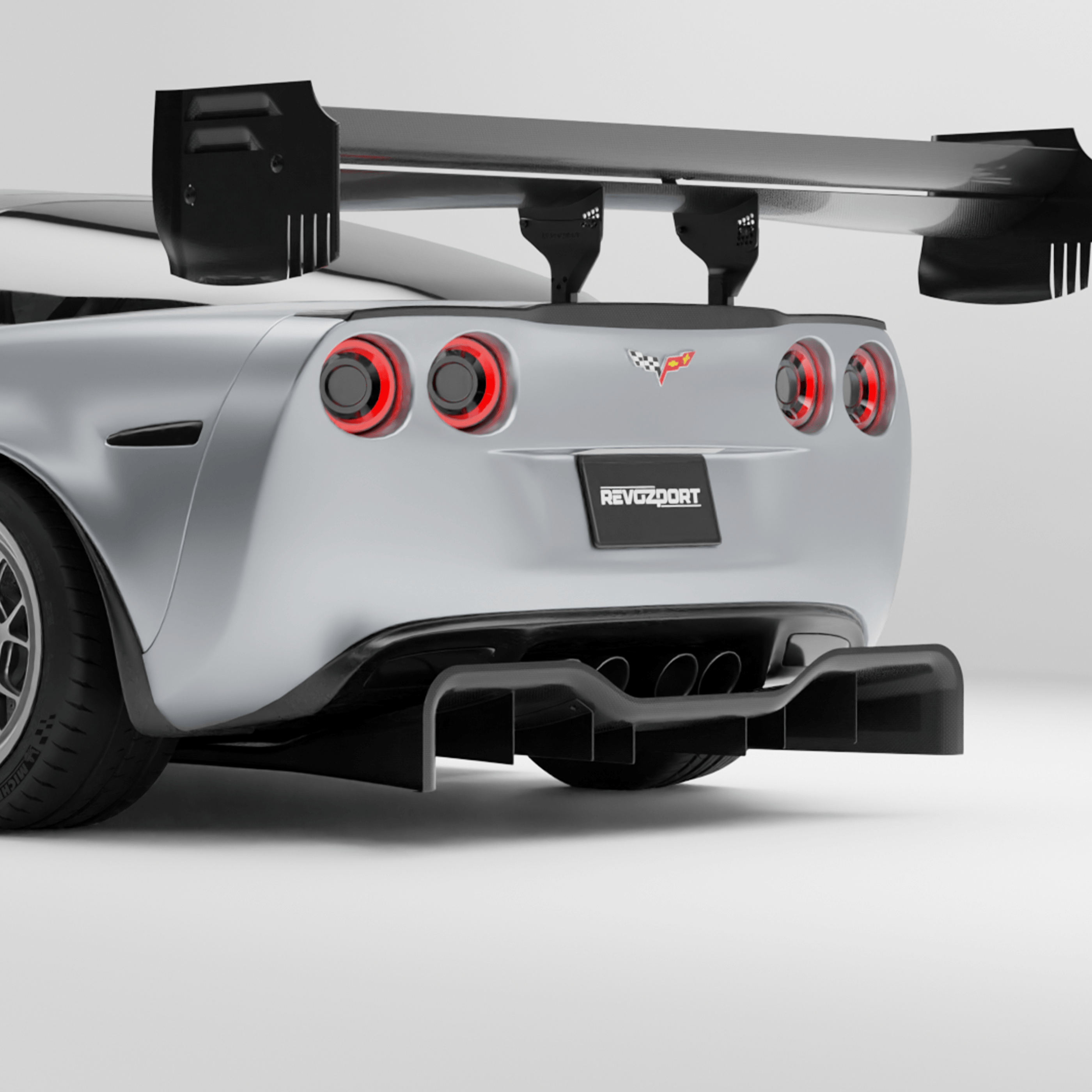 RevoZport Carbon Fiber Rear Diffuser Compatible With Corvette C6