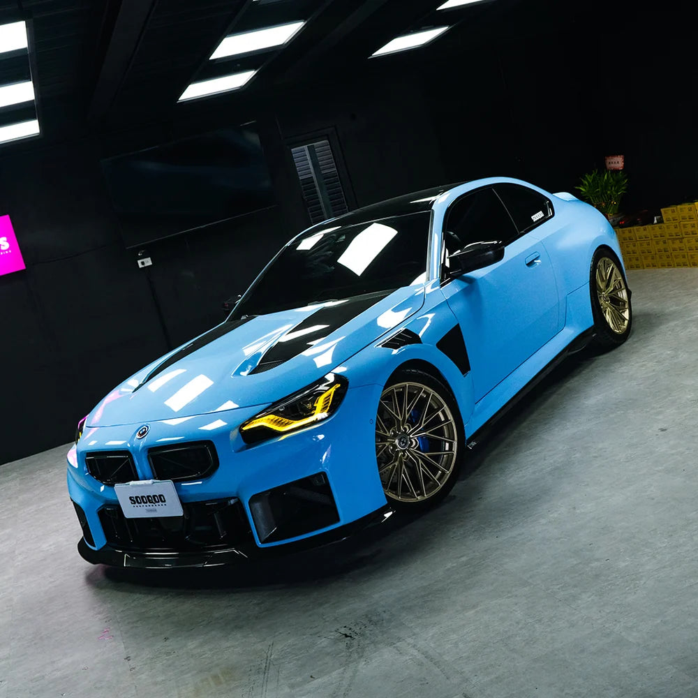 SOOQOO kulfiber motorhjelmsudskiftning - kompatibel med BMW M2 (G87)
