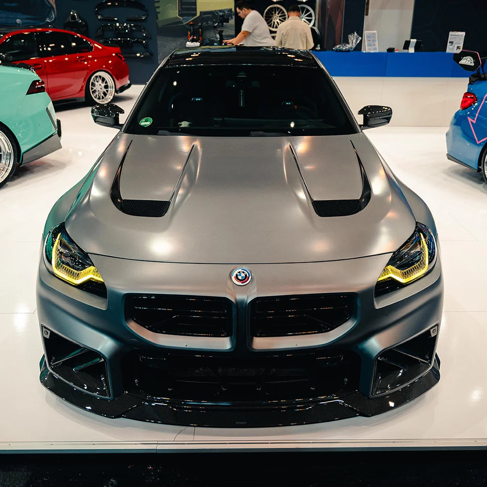 SOOQOO kulfiber motorhjelmsudskiftning - kompatibel med BMW M2 (G87)