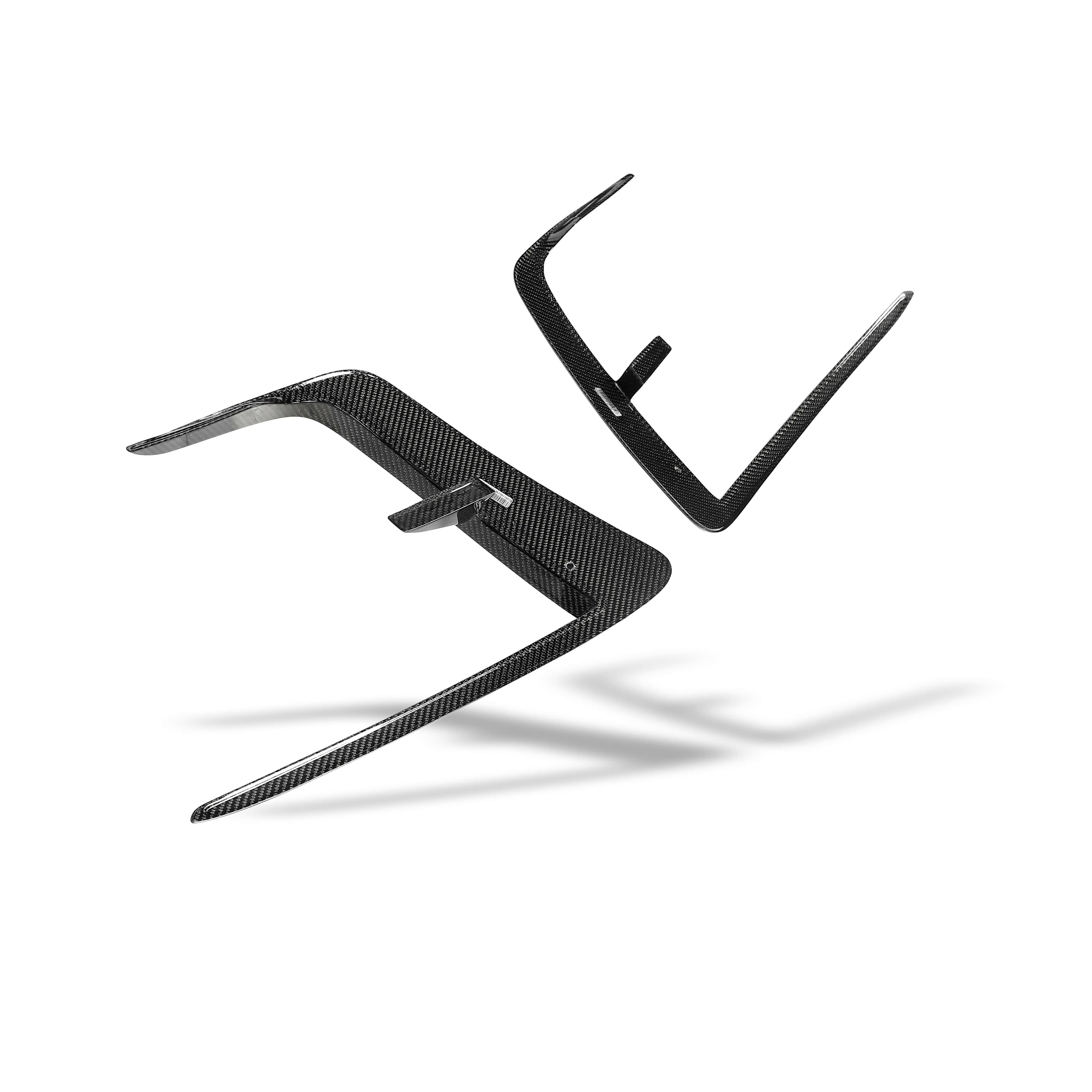 RevoZport Carbon Fiber Front Bumper Canards Compatible With Tesla Model Y Facelift