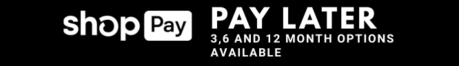 shopPay logo with 'PAY LATER' text on a black background