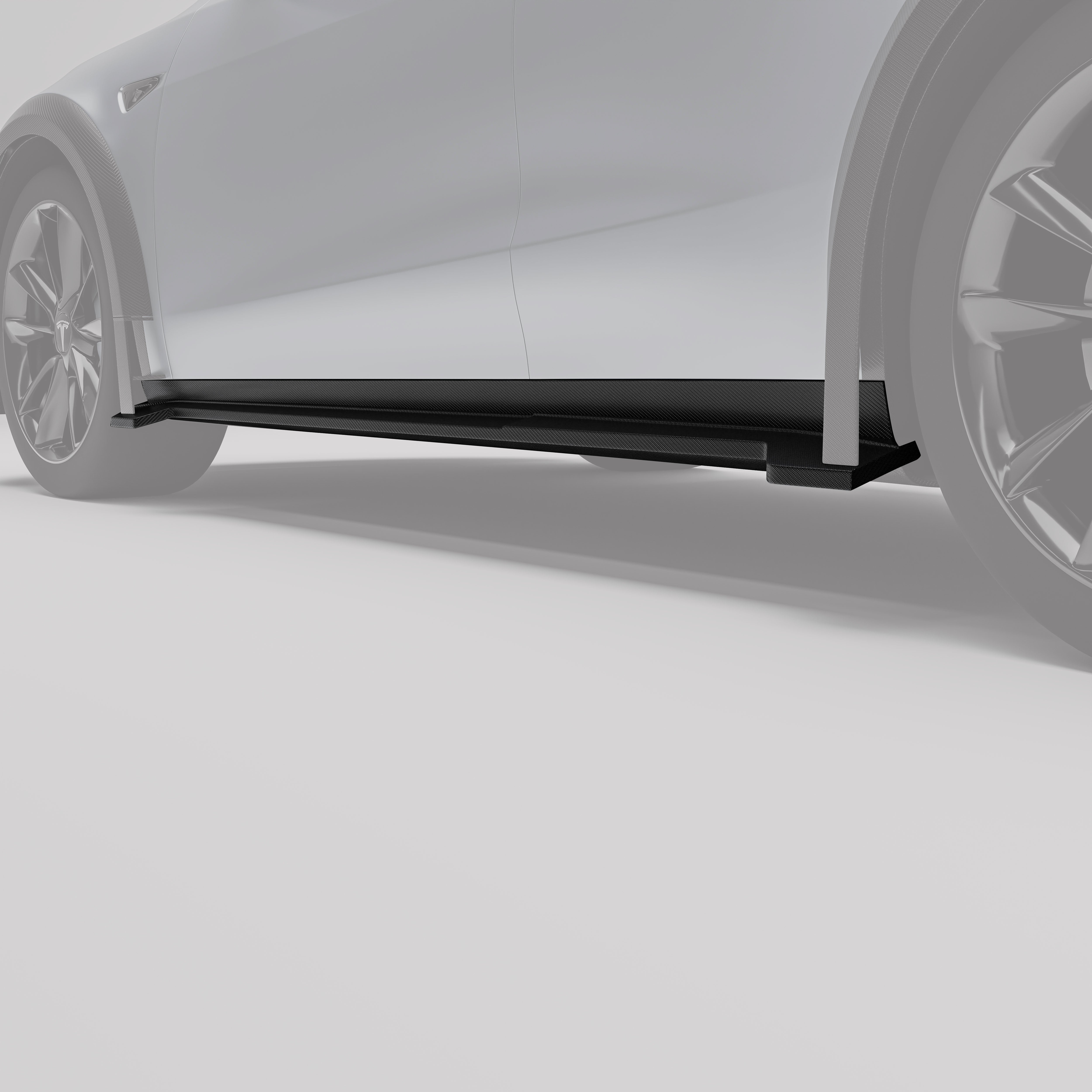 RevoZport Carbon Fiber Side Skirts Compatible With Tesla Model Y 2021-2024