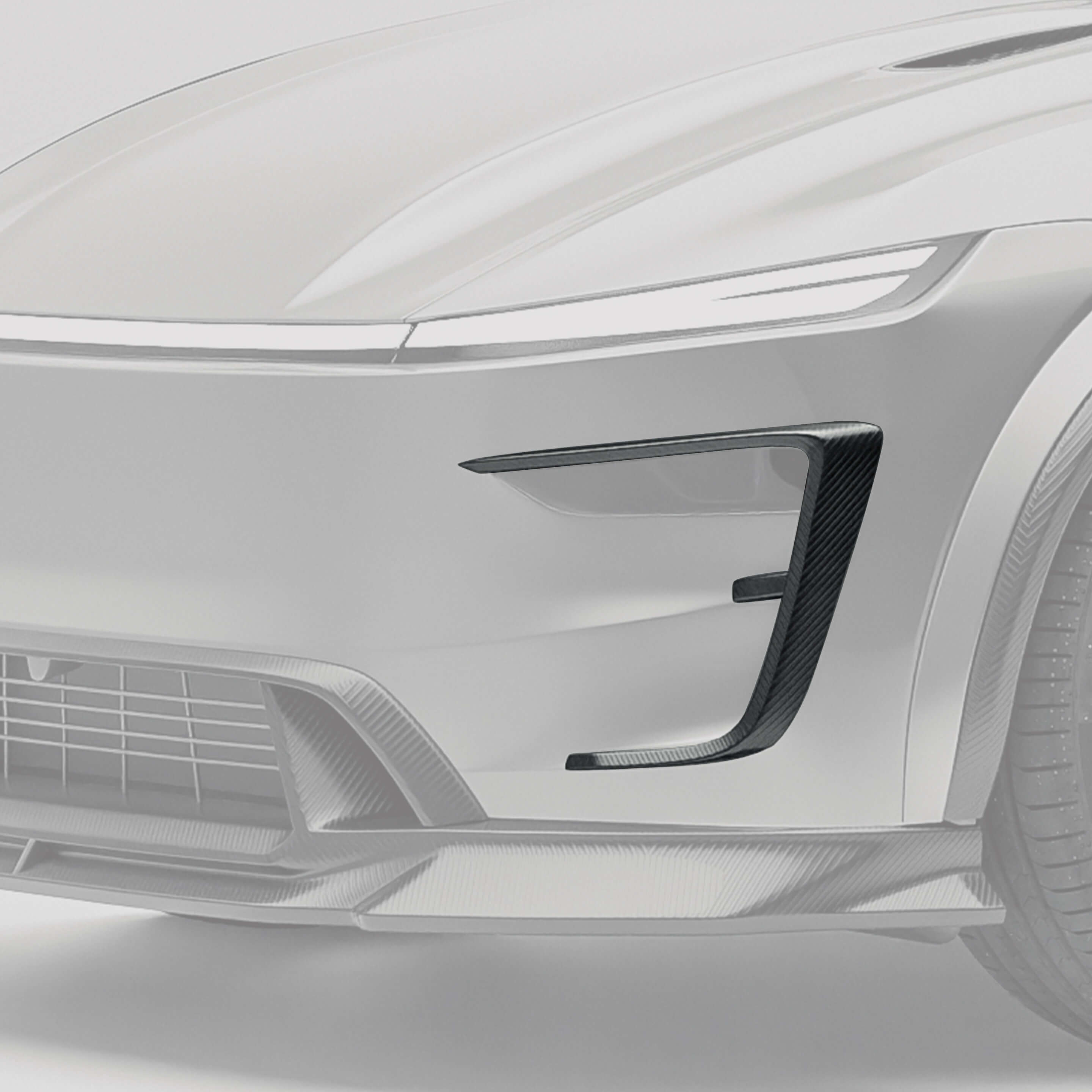 RevoZport Carbon Fiber Front Bumper Canards Compatible With Tesla Model Y Facelift