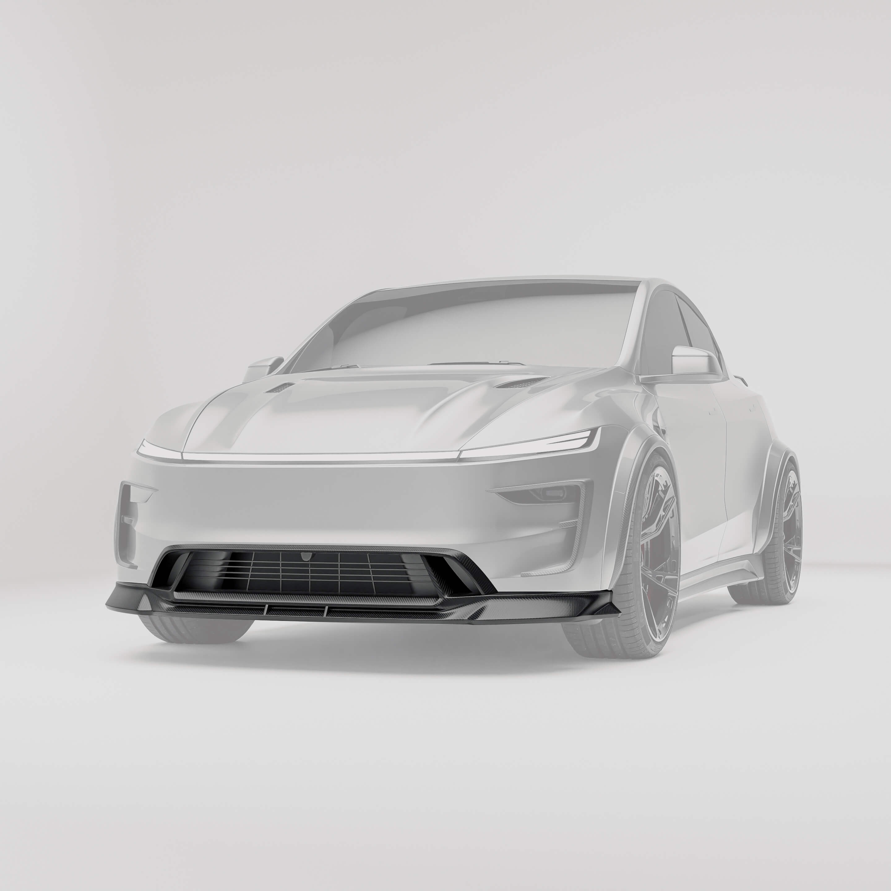 RevoZport Carbon Fiber Front Lip Compatible With Tesla Model Y Facelift