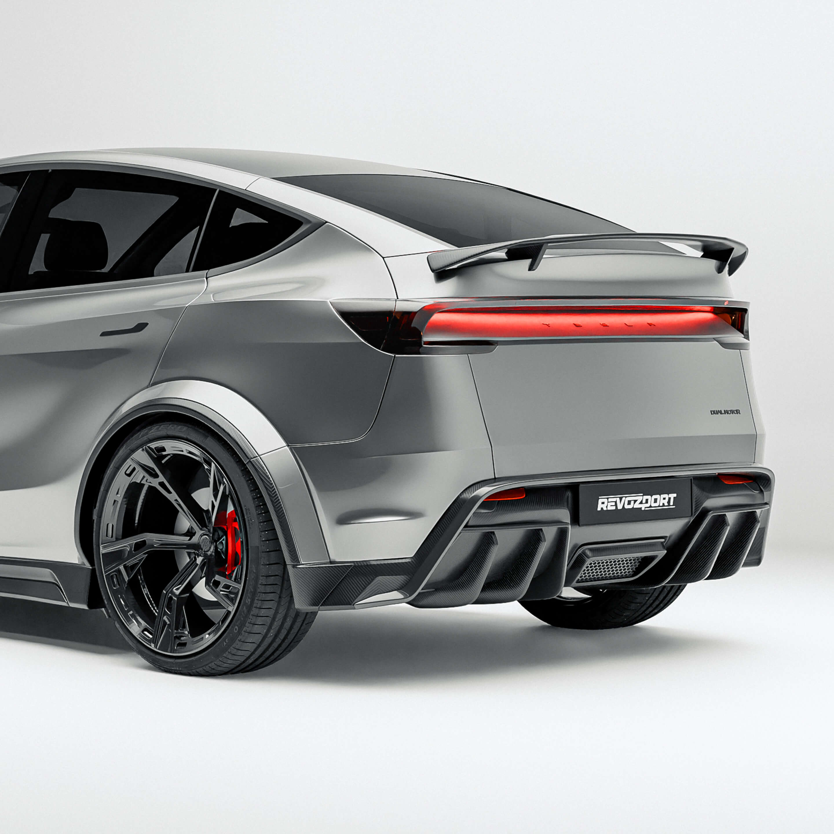 RevoZport Carbon Fiber Rear Diffuser Compatible With Tesla Model Y Facelift