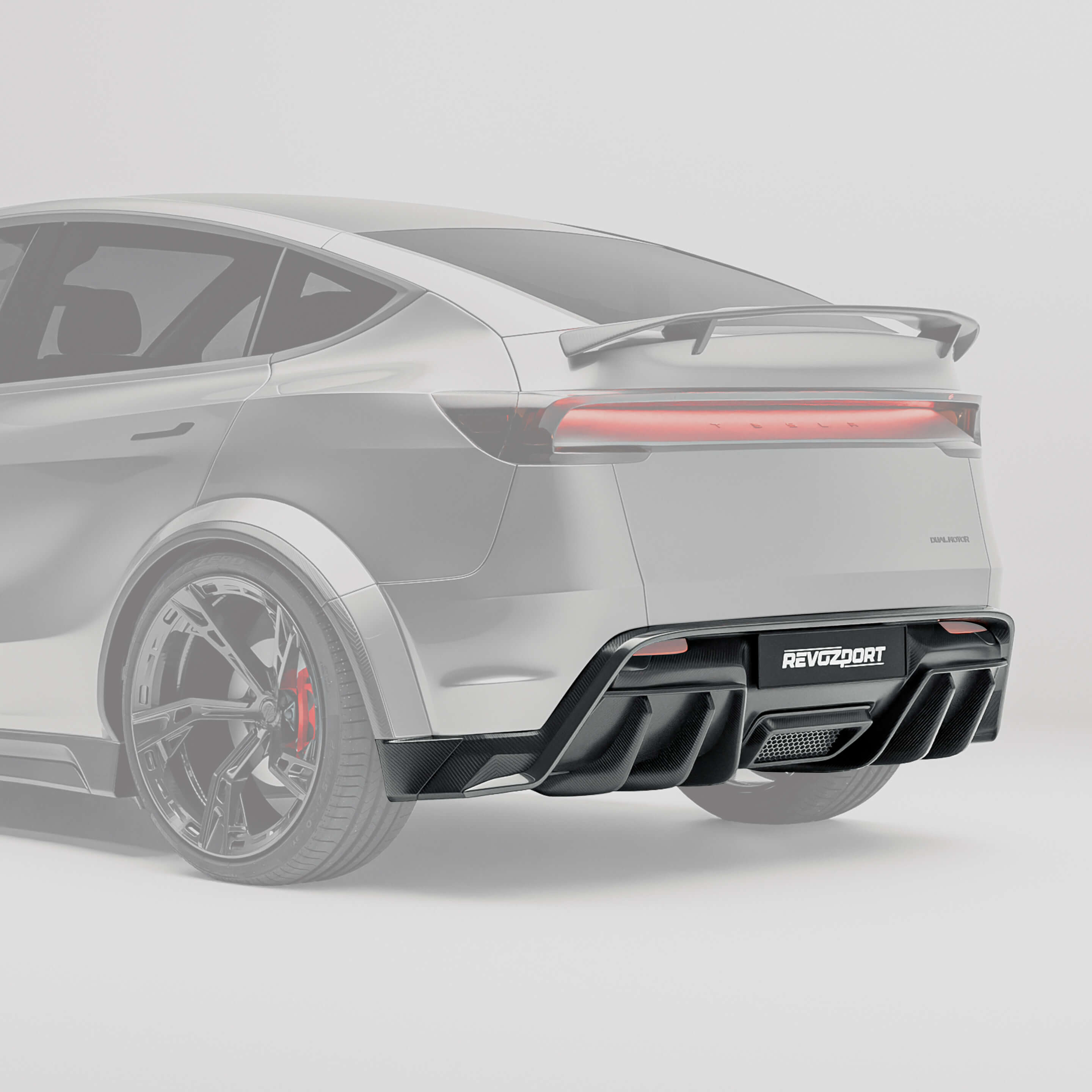 RevoZport Carbon Fiber Rear Diffuser Compatible With Tesla Model Y Facelift