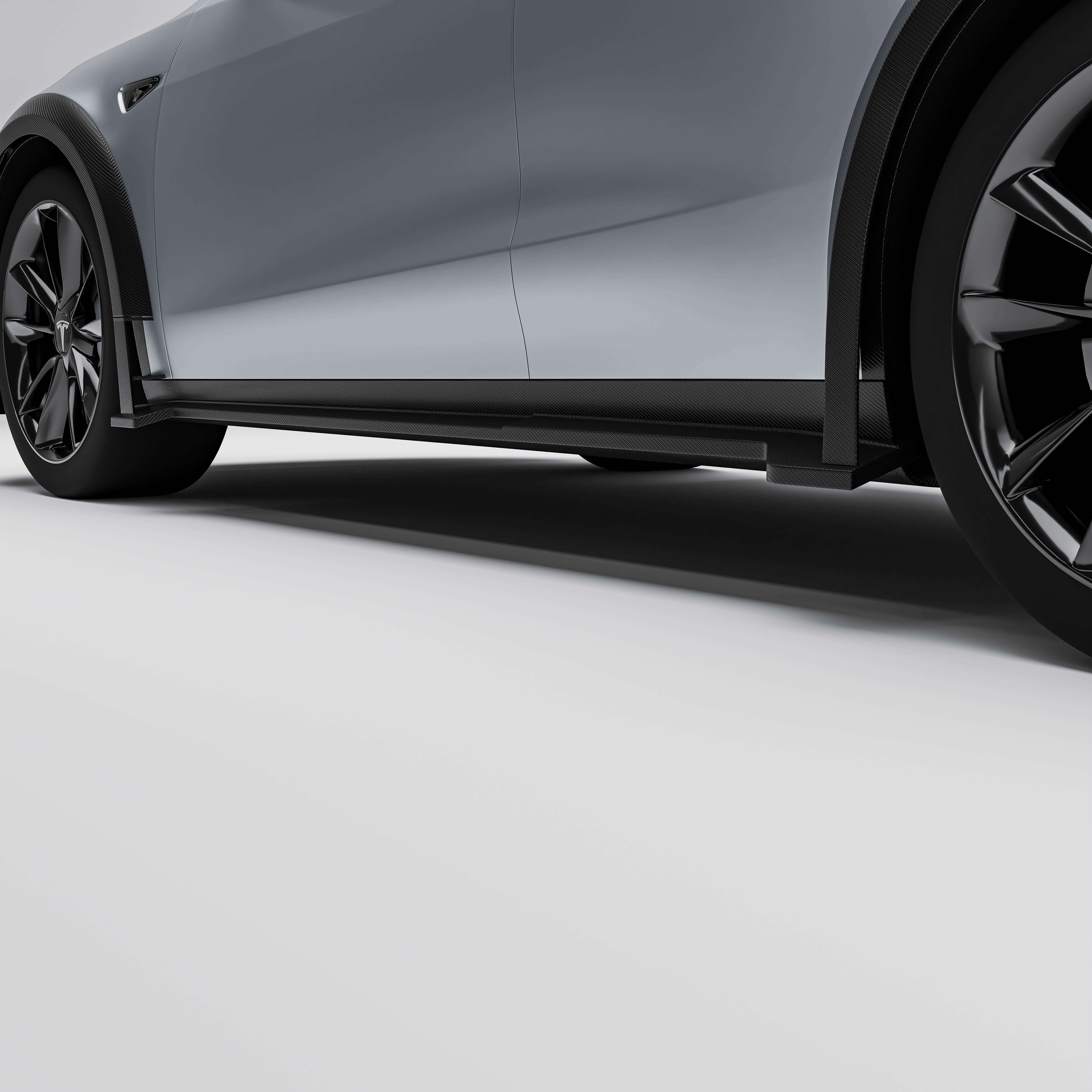 RevoZport Carbon Fiber Side Skirts Compatible With Tesla Model Y 2021-2024
