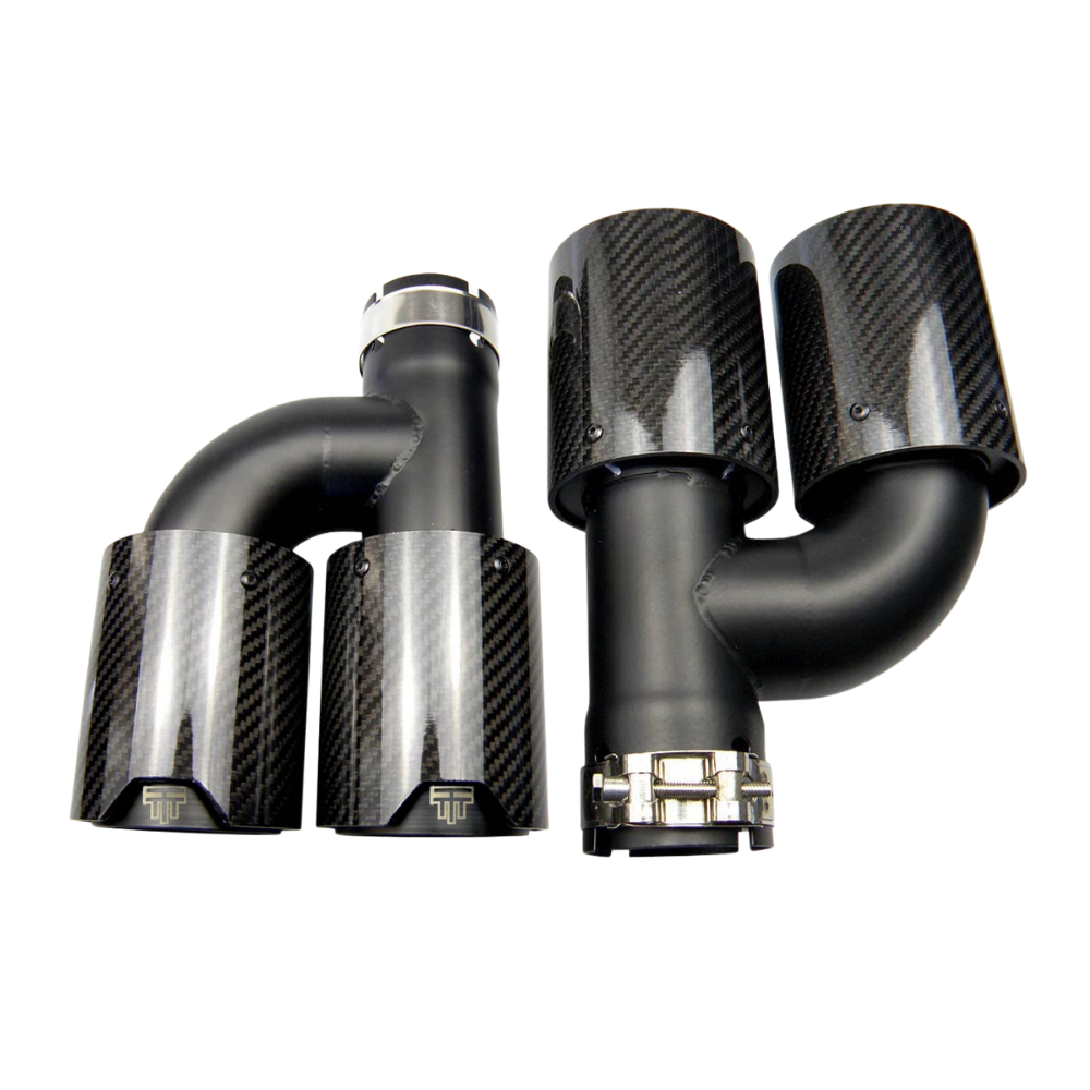 Dual Black V1 H Shape Carbon Fiber Exhaust Tips - Compatible with BMW