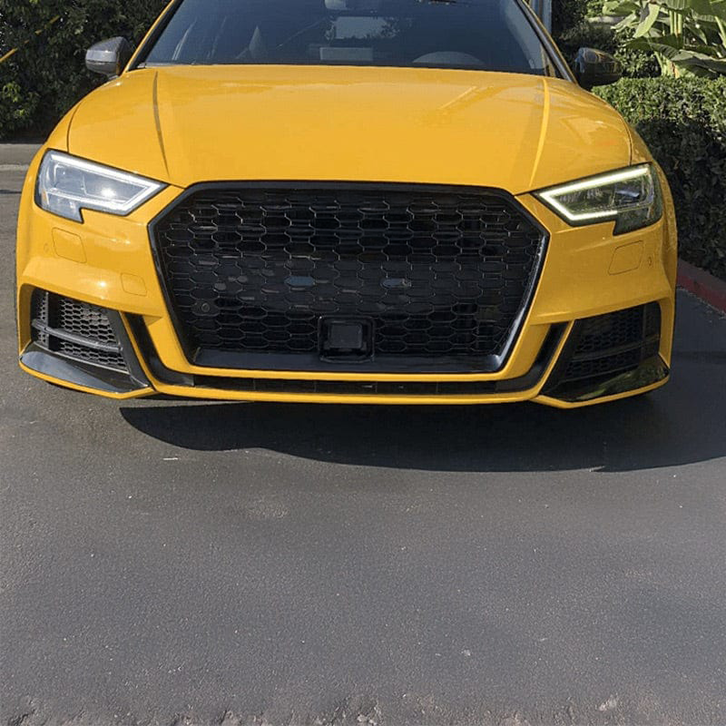 V2 Honeycomb Gloss Black Front Grille With ACC Compatible With Audi A3/S3 (8V)