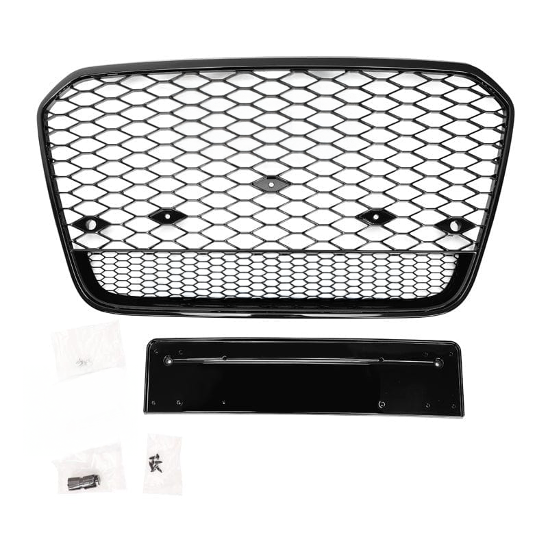 Calandre avant RS V2 en nid d'abeille noir brillant pour Audi A6/S6 (C7)