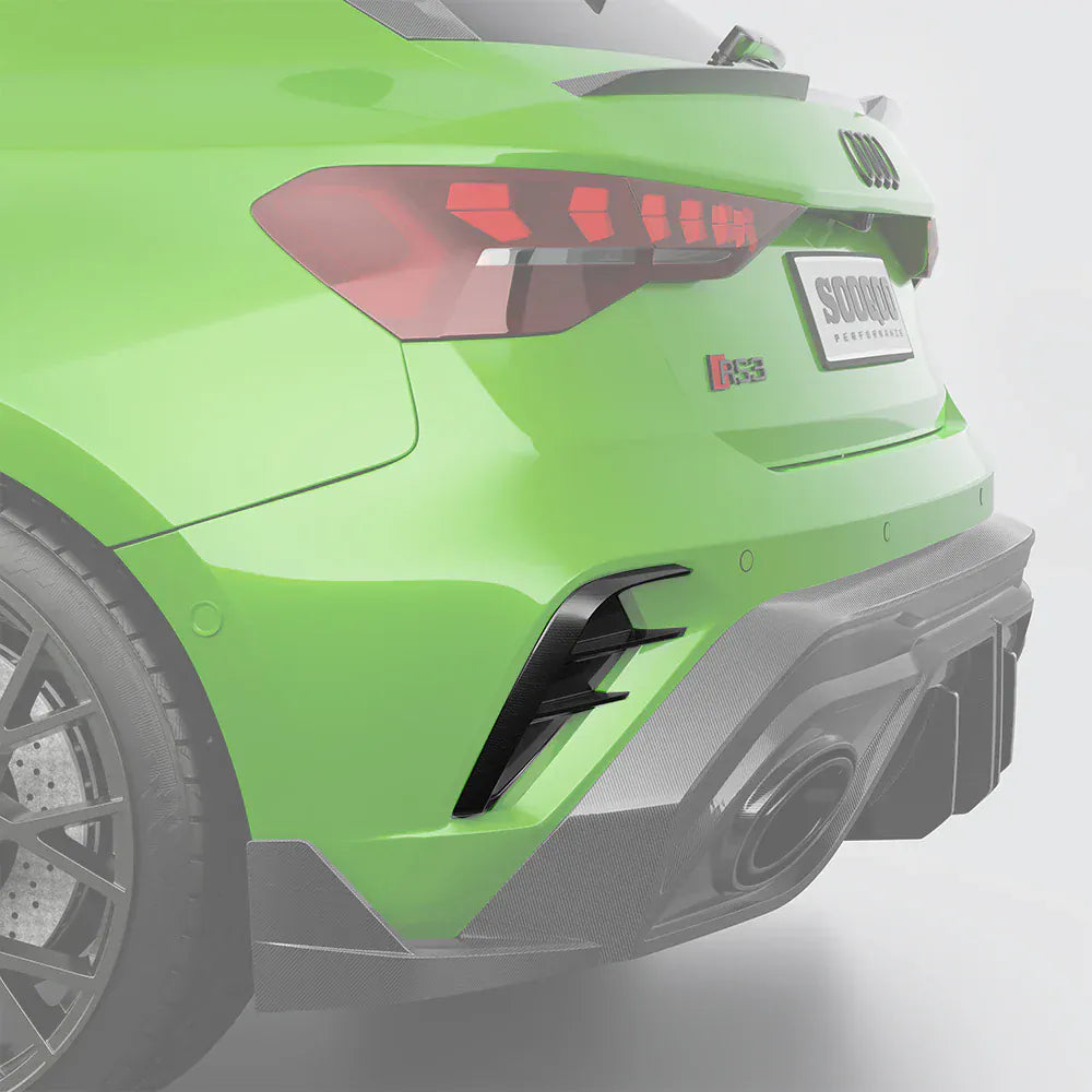 Audi RS3 (8Y) Hatchback SOOQOO Carbon Fibre Rear Bumper Vent Trims - SOOQOO Official Rear Canards