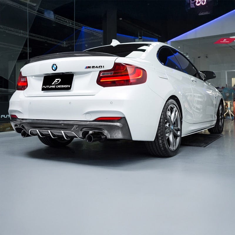 BMW 2 Series (F22/F23) M Performance Style Carbon Fiber Quad Exhaust Rear Diffuser - Future Design Rear Diffuser