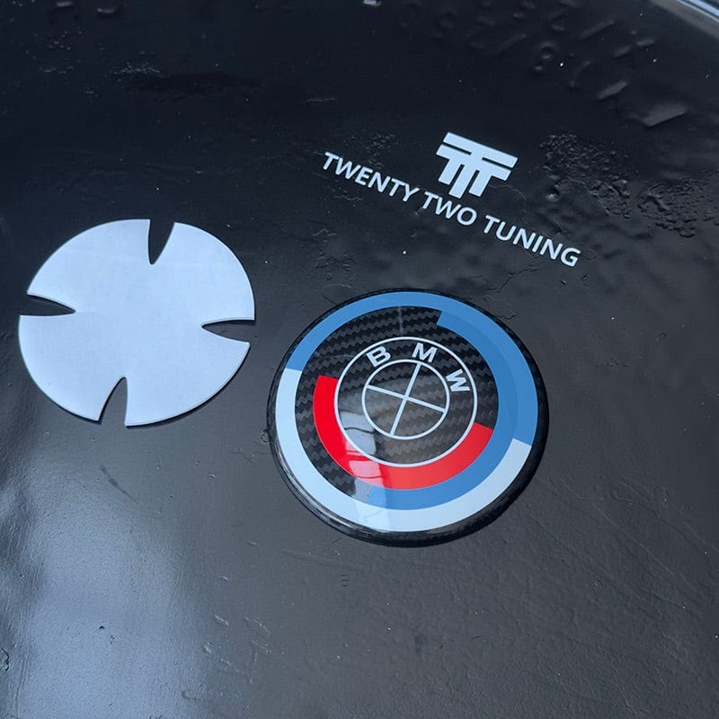 BMW 3 Series (F30/F31) 50th Anniversary Style Carbon Fibre Front Emblem (82MM) - Twenty Two Tuning Emblems and Badges