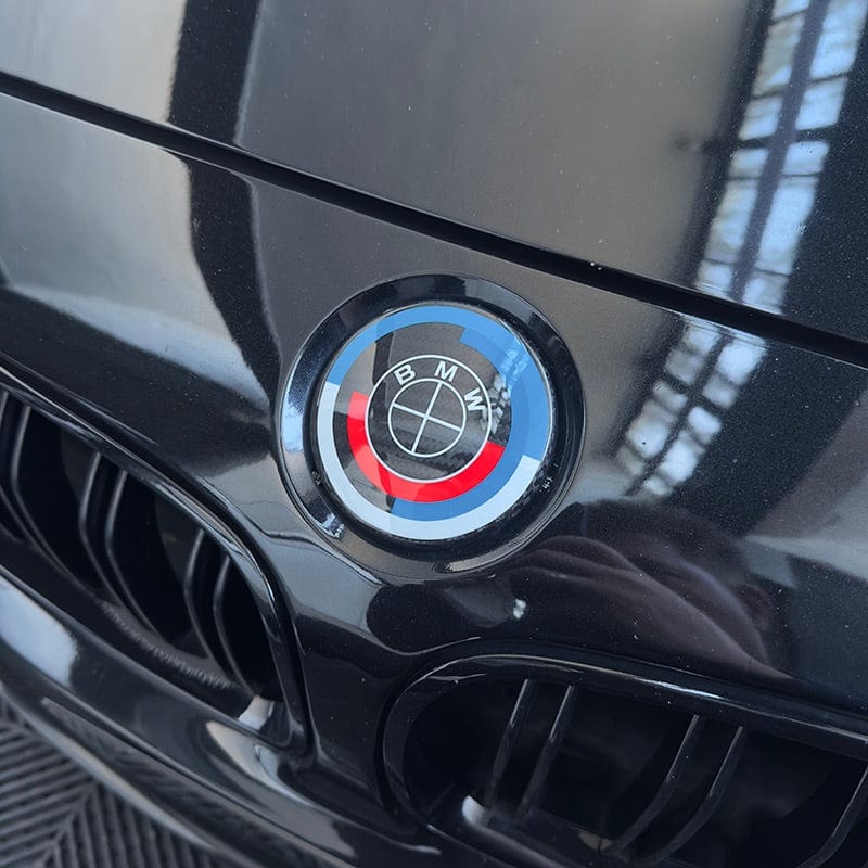 BMW 3 Series (F30/F31) 50th Anniversary Style Carbon Fibre Front Emblem (82MM) - Twenty Two Tuning Emblems and Badges