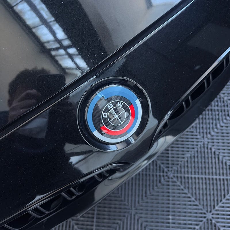 BMW 3 Series (F30/F31) 50th Anniversary Style Carbon Fibre Front Emblem (82MM) - Twenty Two Tuning Emblems and Badges