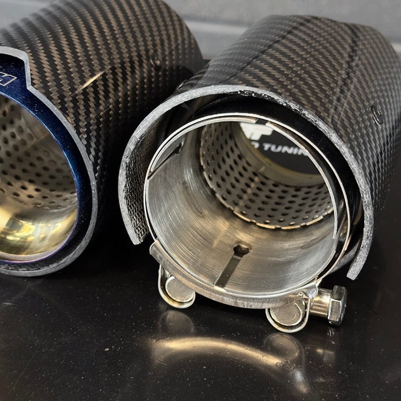 BMW 3 Series (F30/F31/F34) 335I/340I Blue M Performance Style Carbon Fibre Exhaust Tips - Twenty Two Tuning Exhaust Tips